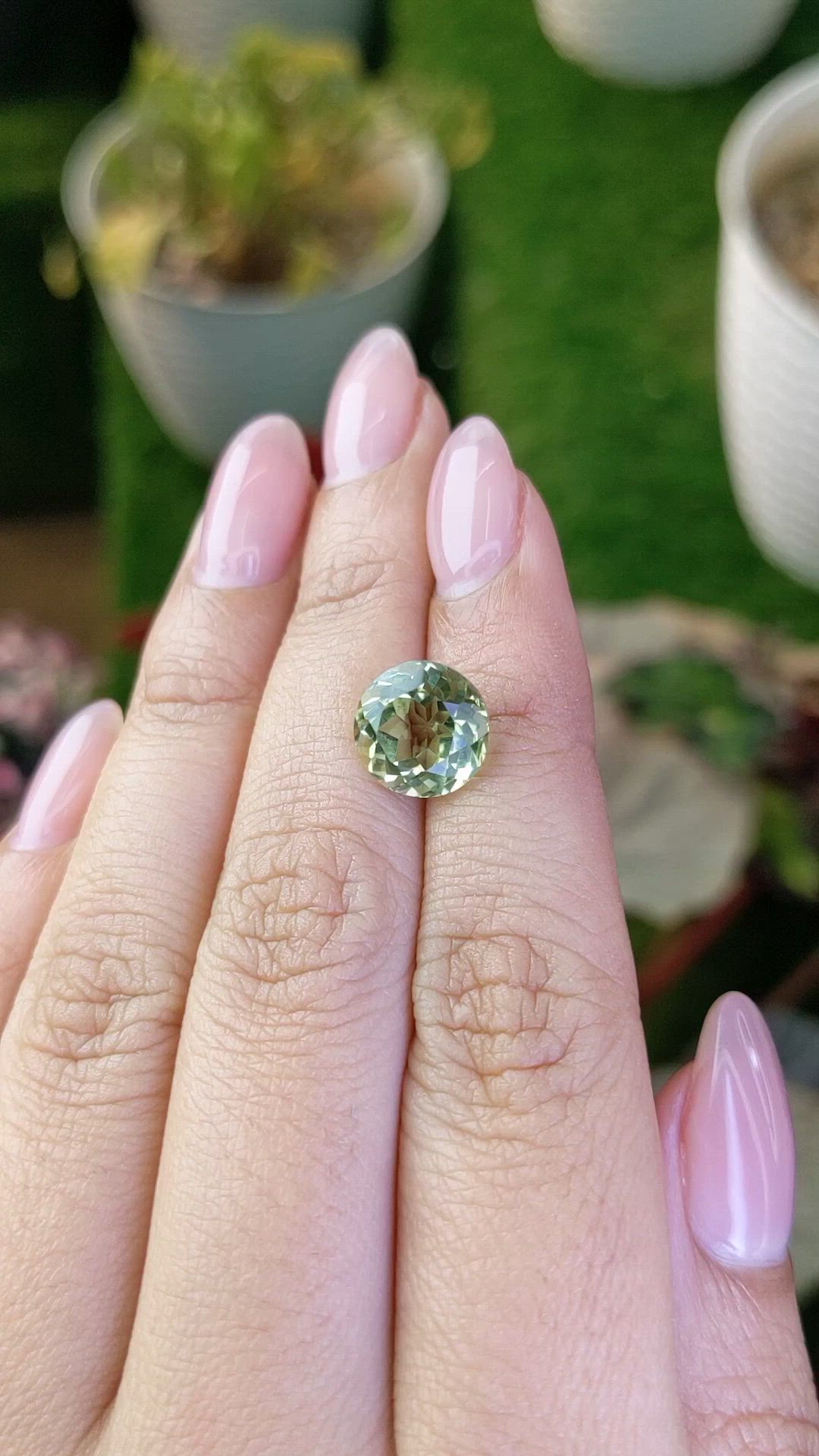 4.15 Ct. Yellowish Green Prasiolite from Brazil Size Video