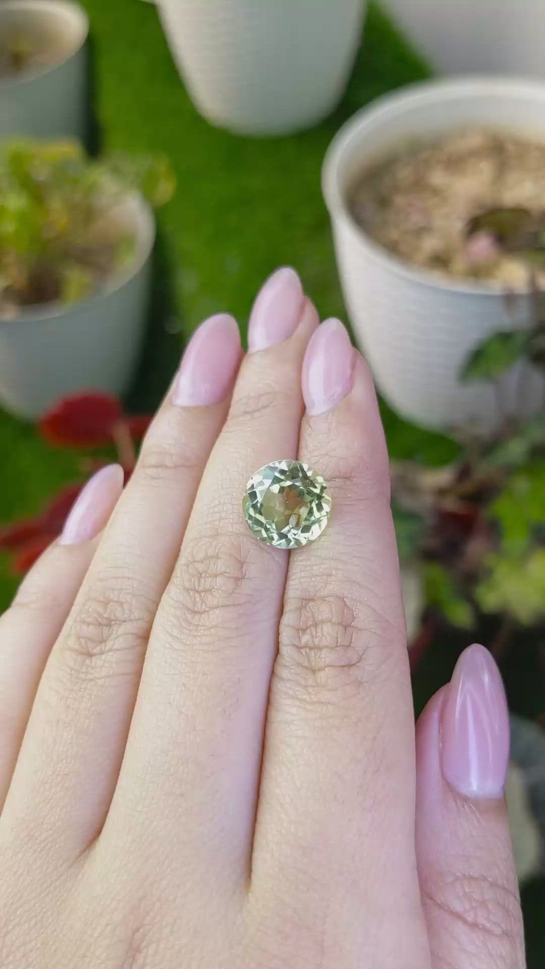 6.03 Ct. Yellowish Green Prasiolite from Brazil Size Video