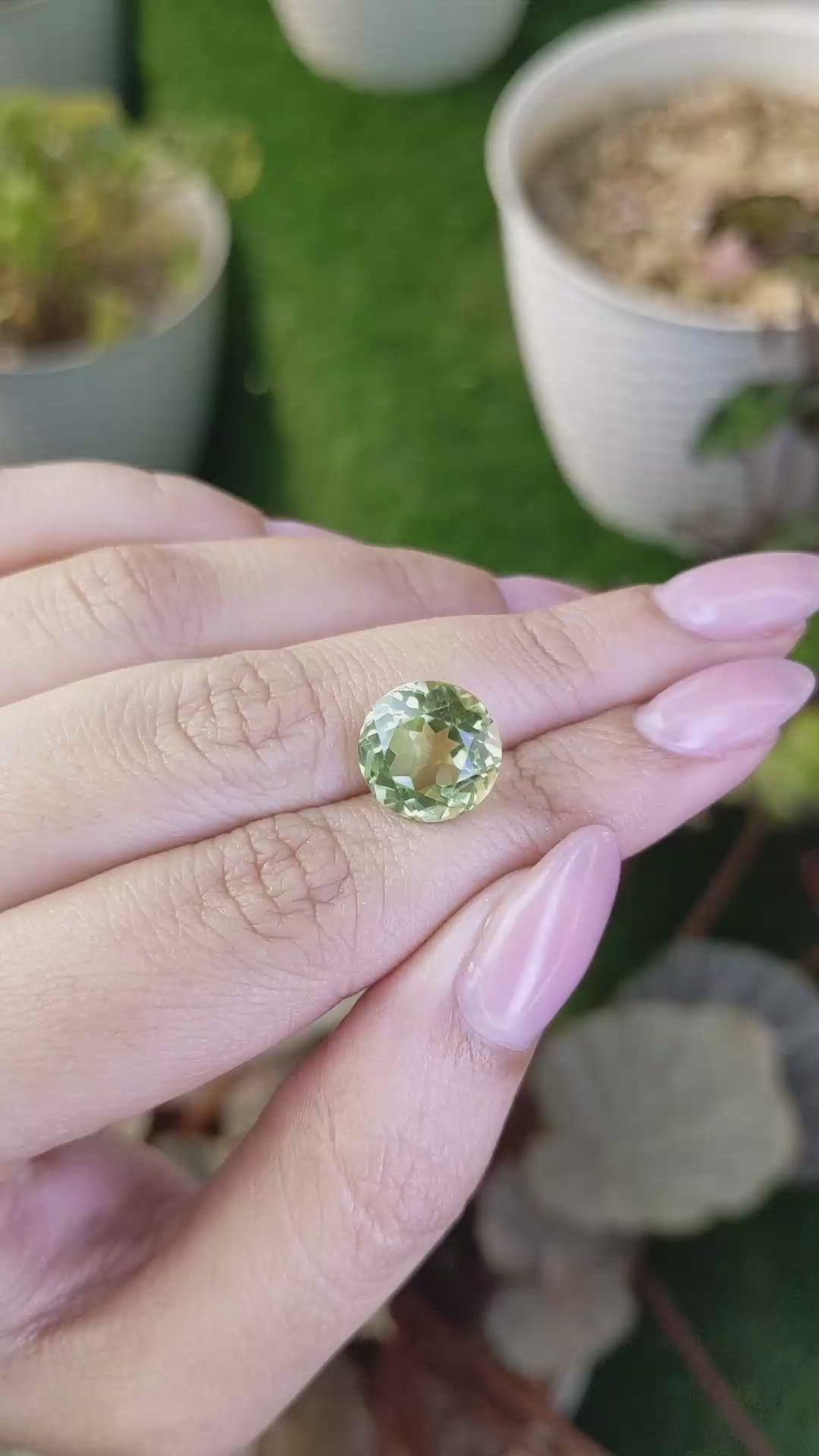 6.03 Ct. Yellowish Green Prasiolite from Brazil Size Video