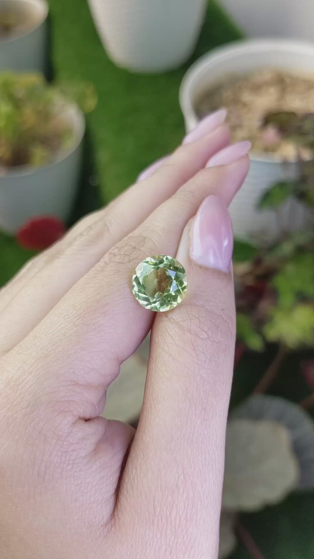 6.03 Ct. Yellowish Green Prasiolite from Brazil Size Video