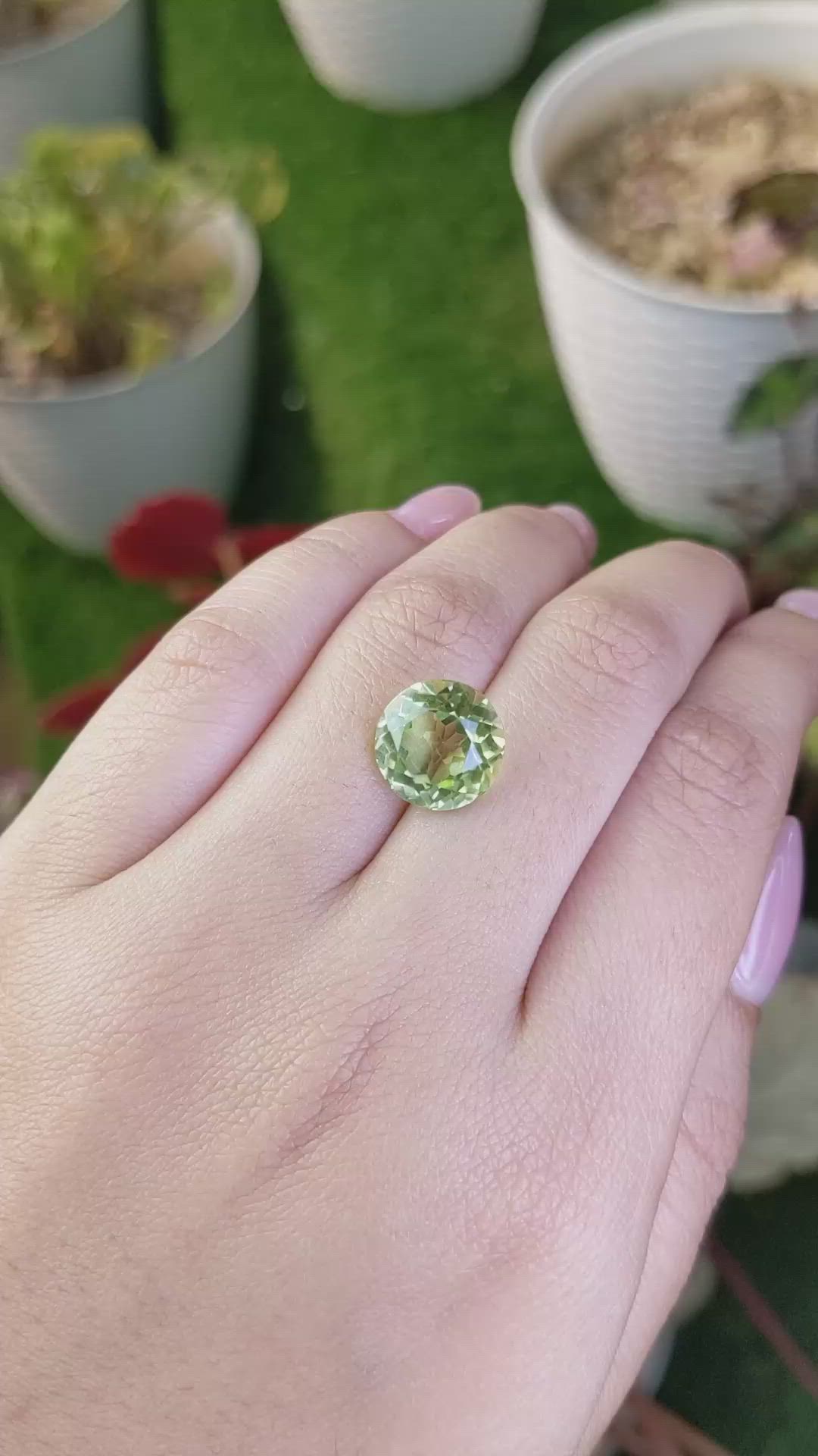 6.03 Ct. Yellowish Green Prasiolite from Brazil Size Video