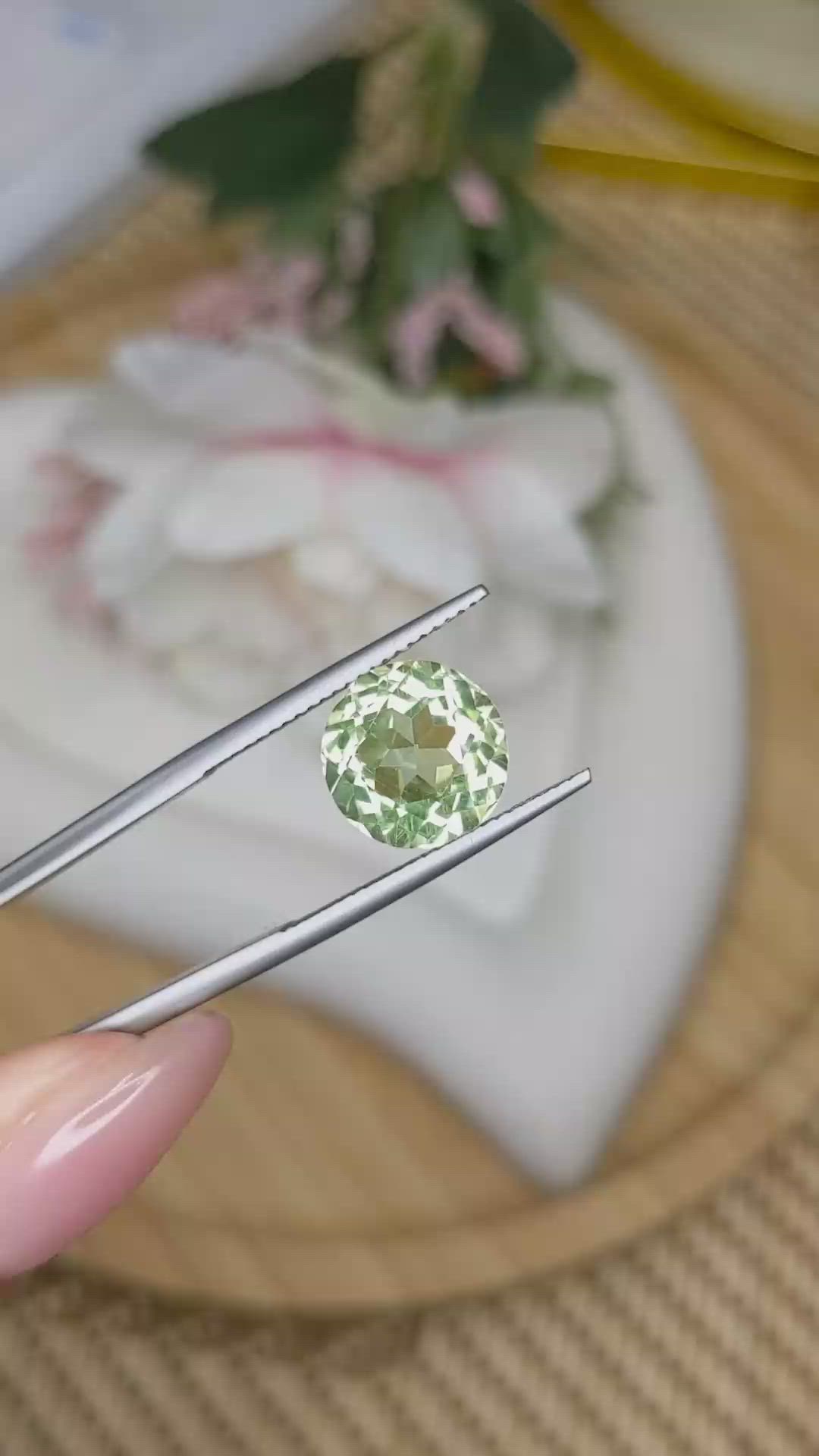 5.19 Ct. Yellowish Green Prasiolite from Brazil Size Video