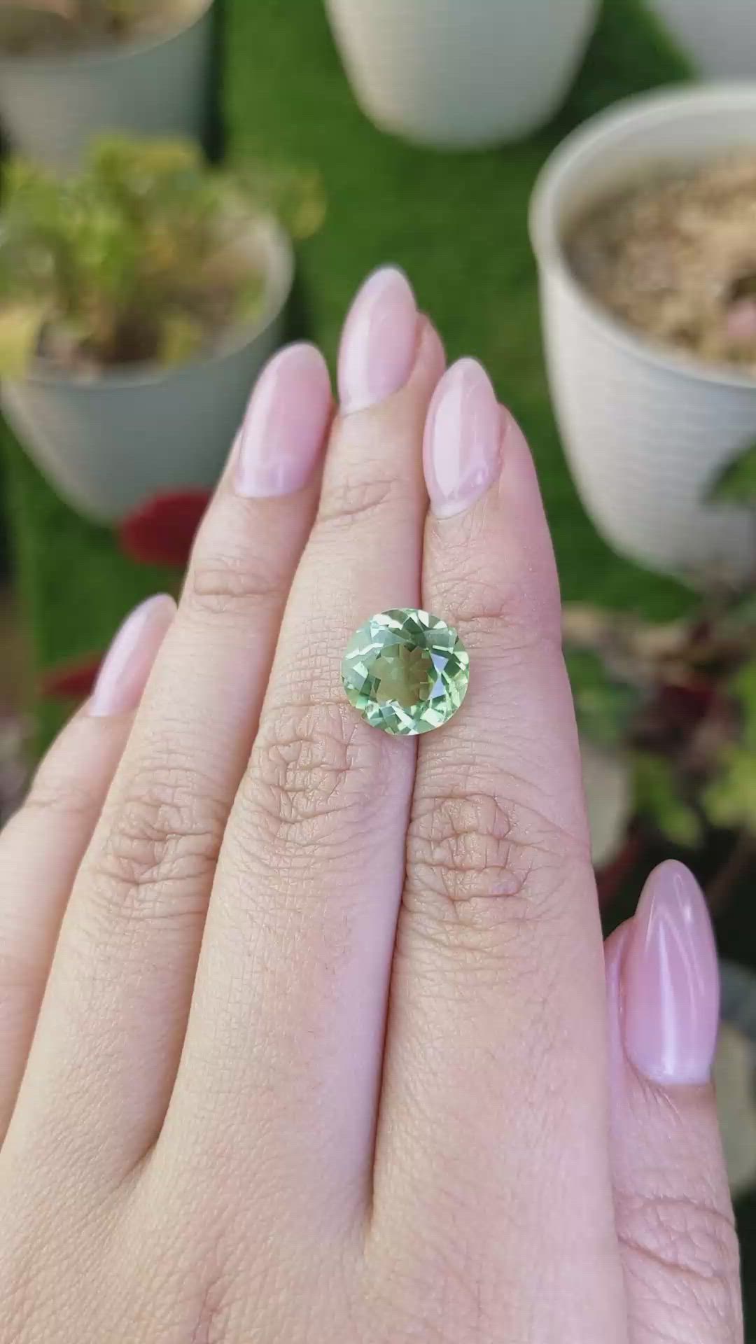 5.06 Ct. Yellowish Green Prasiolite from Brazil Size Video