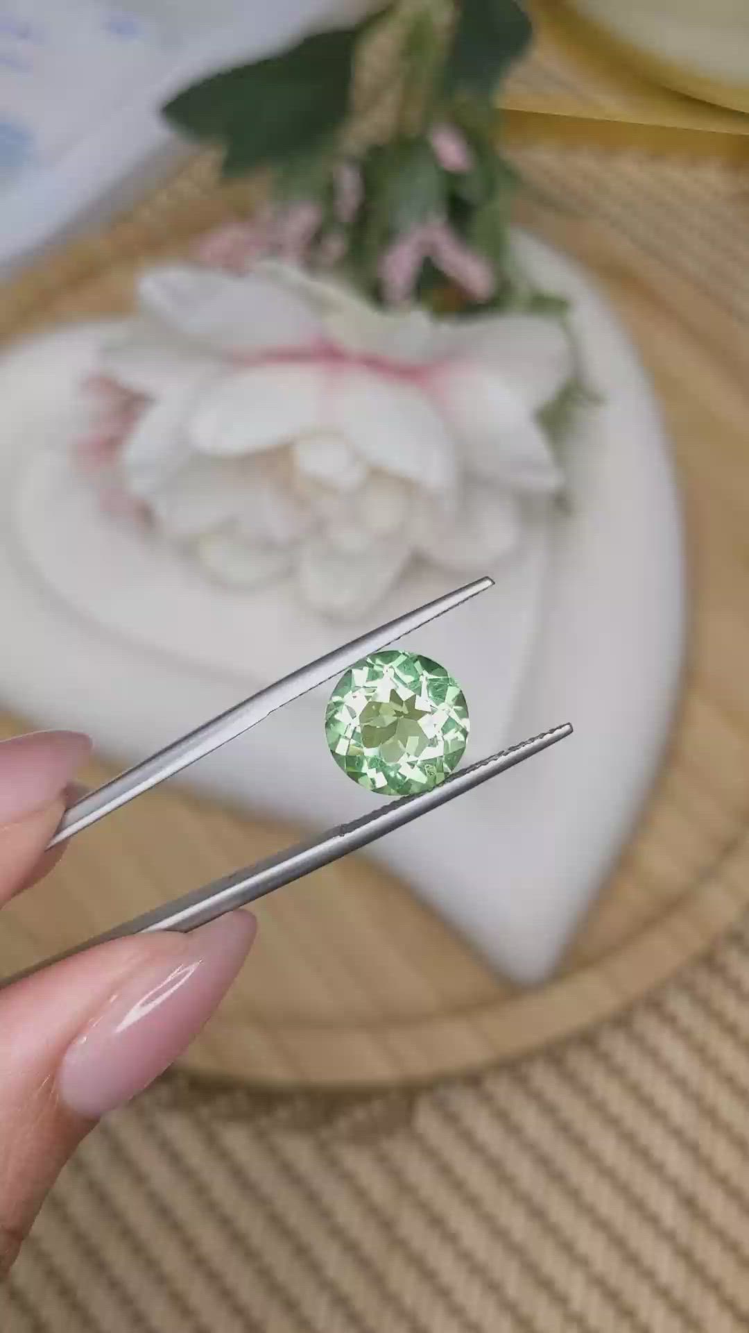 5.06 Ct. Yellowish Green Prasiolite from Brazil Size Video