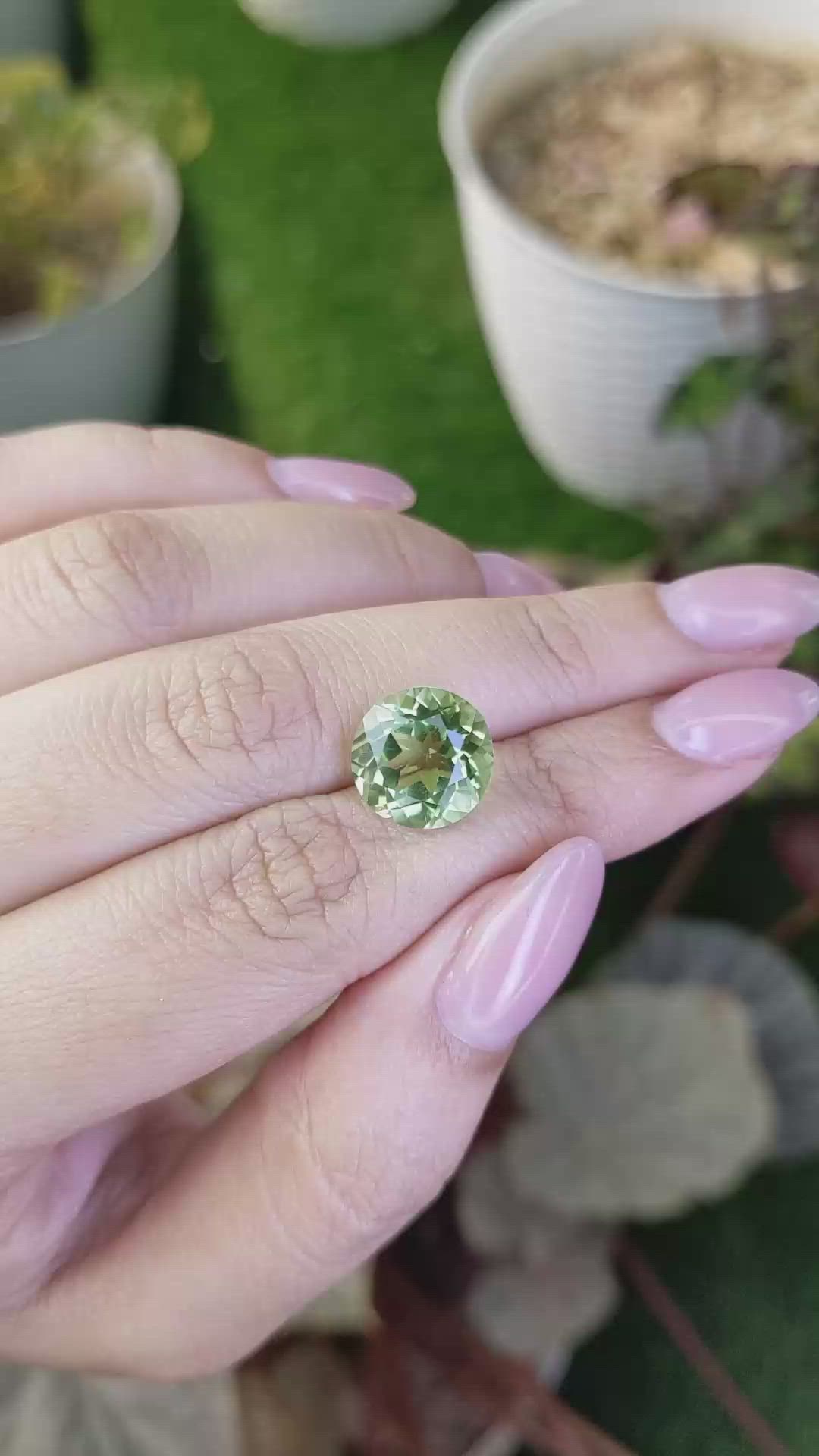 5.69 Ct. Yellowish Green Prasiolite from Brazil Size Video