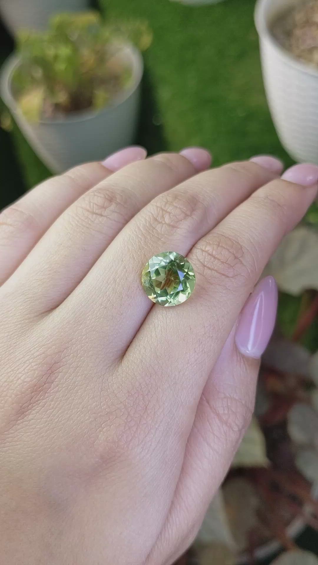 5.69 Ct. Yellowish Green Prasiolite from Brazil Size Video