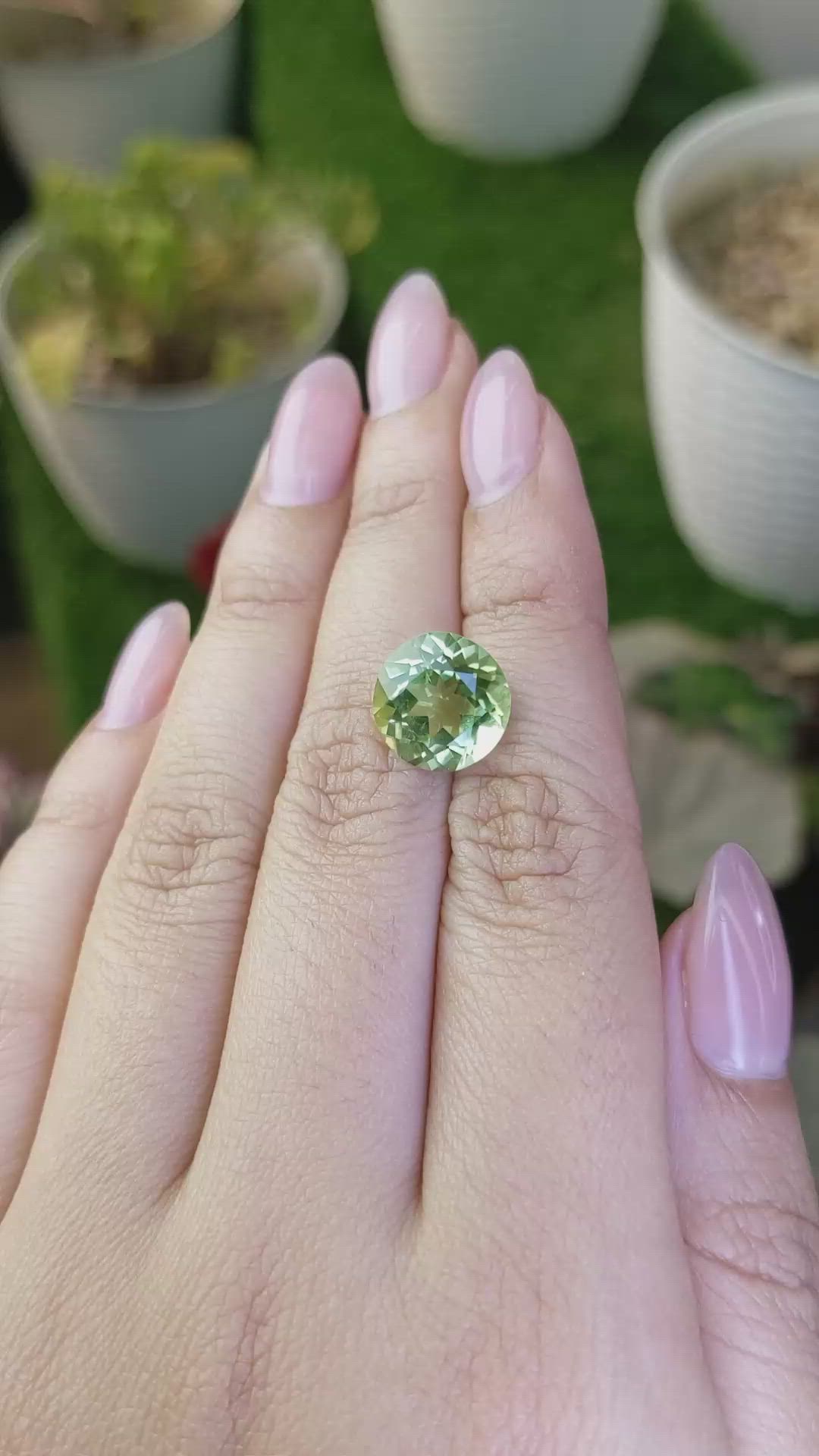 5.69 Ct. Yellowish Green Prasiolite from Brazil Size Video