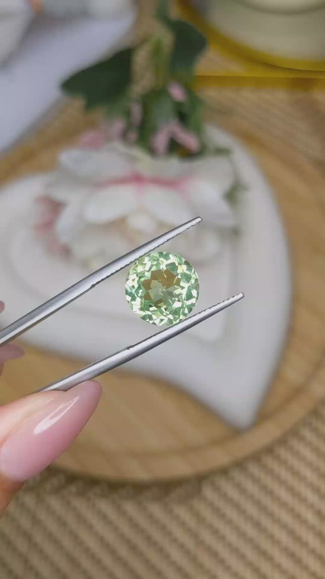 5.86 Ct. Yellowish Green Prasiolite from Brazil Size Video