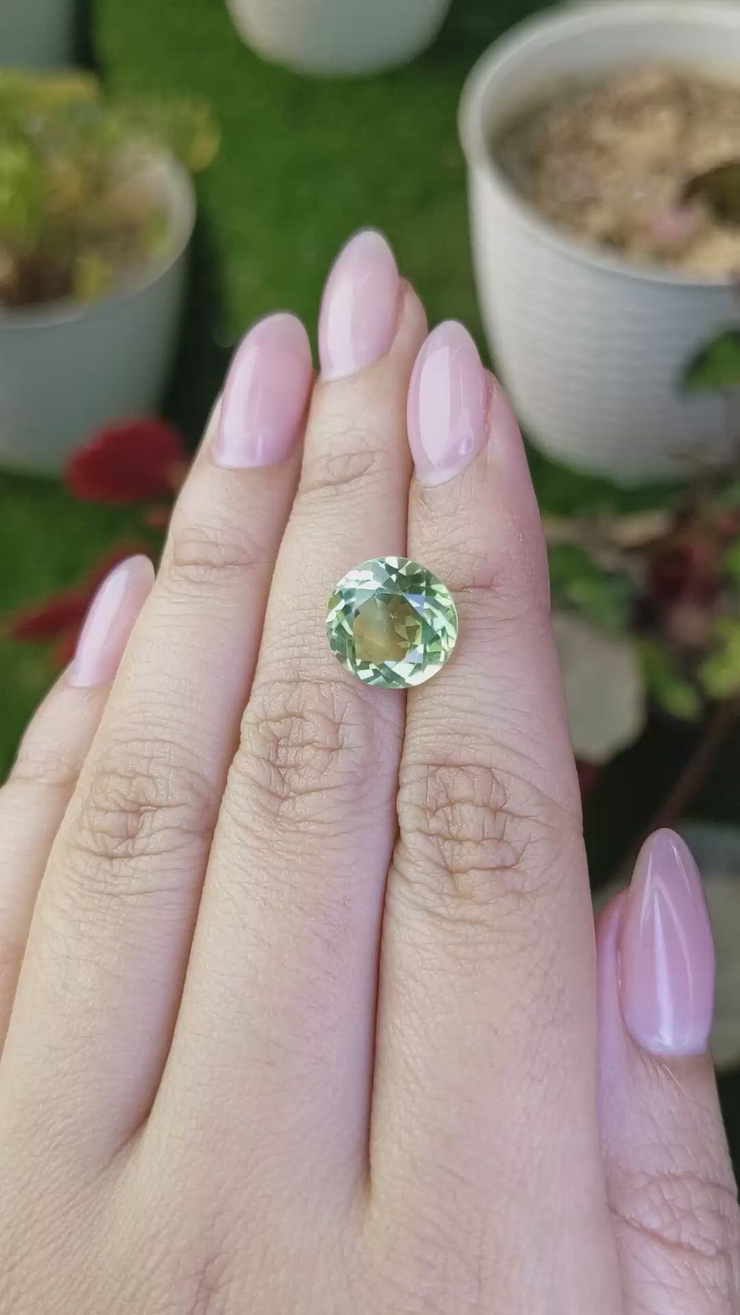 5.86 Ct. Yellowish Green Prasiolite from Brazil Size Video