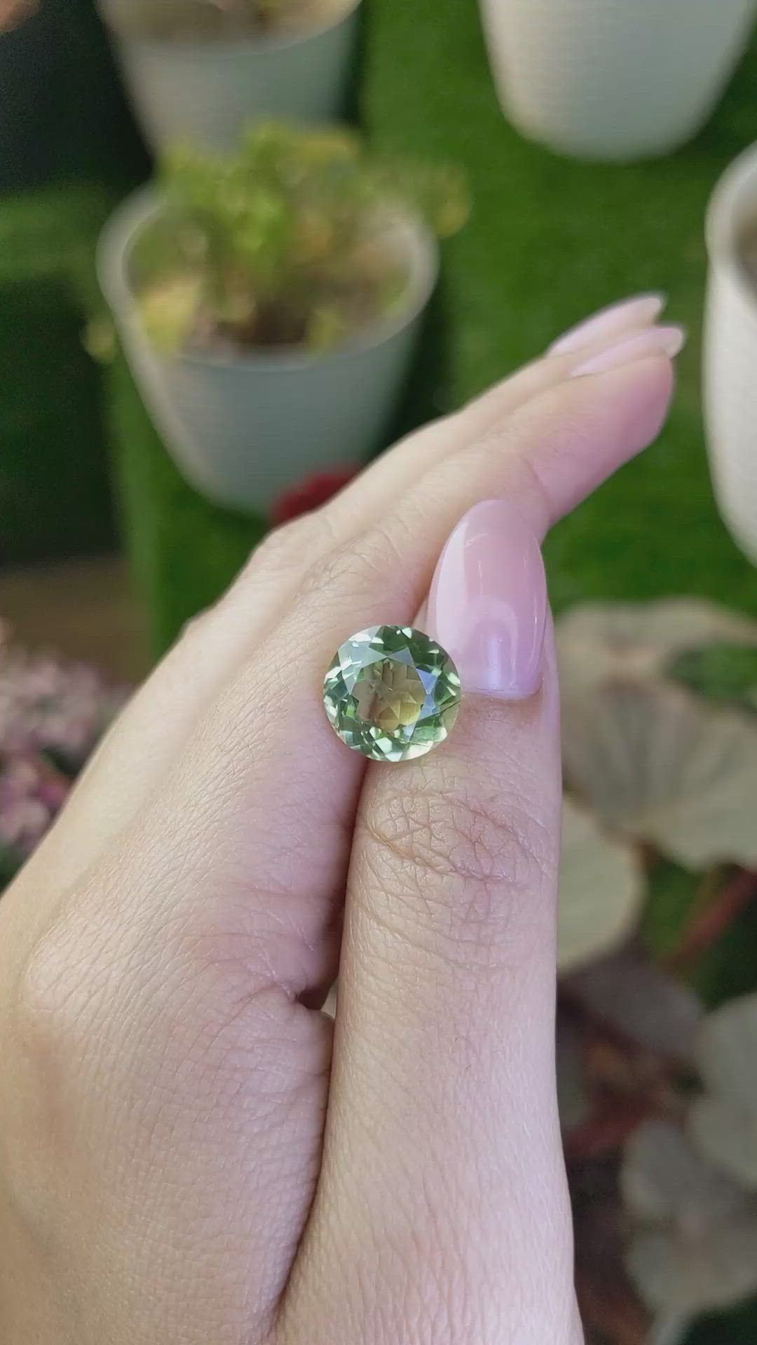 5.86 Ct. Yellowish Green Prasiolite from Brazil Size Video