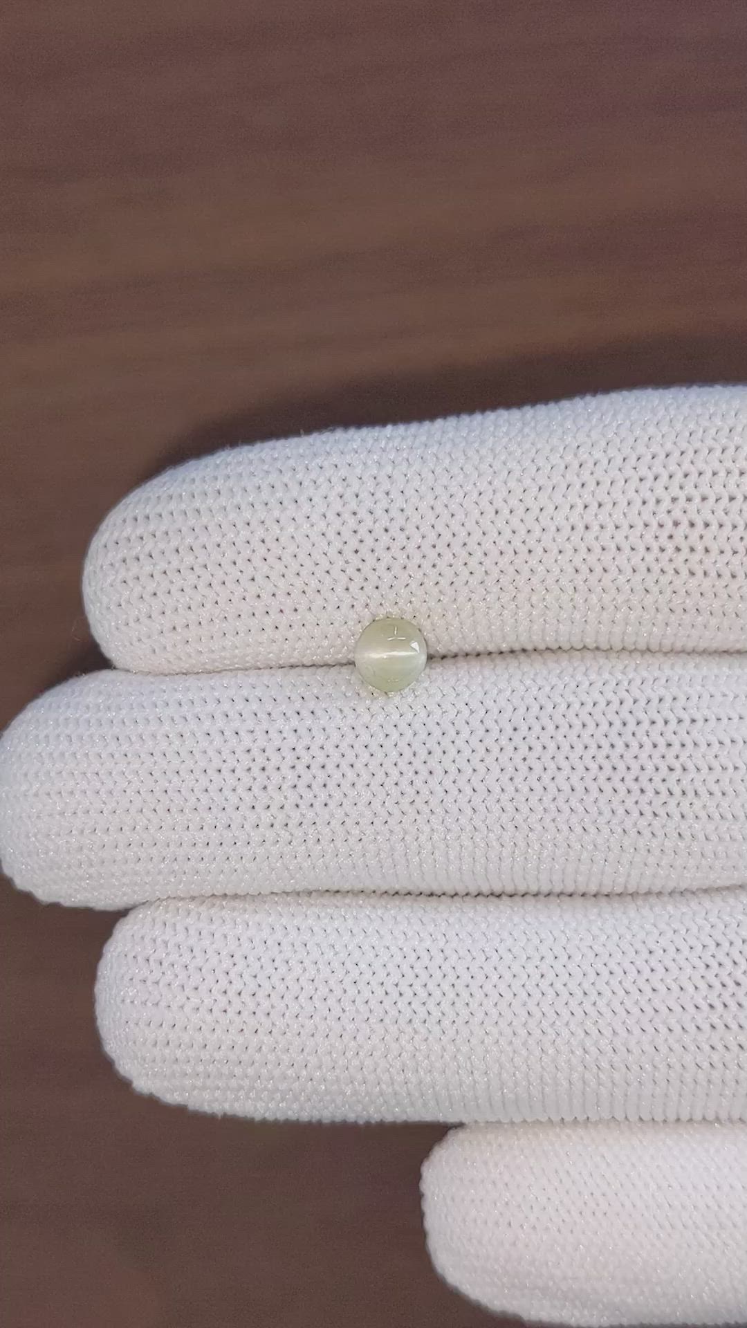 0.98 Ct. Yellowish Green Cabochon Chrysoberyl from Ceylon (Sri Lanka) Size Video