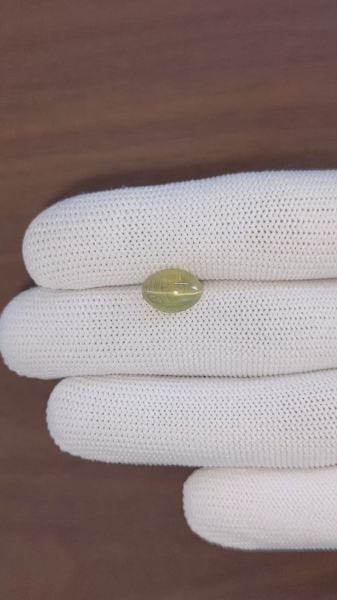 3.79 Ct. Green Cabochon Apatite from Ceylon (Sri Lanka) Size Video