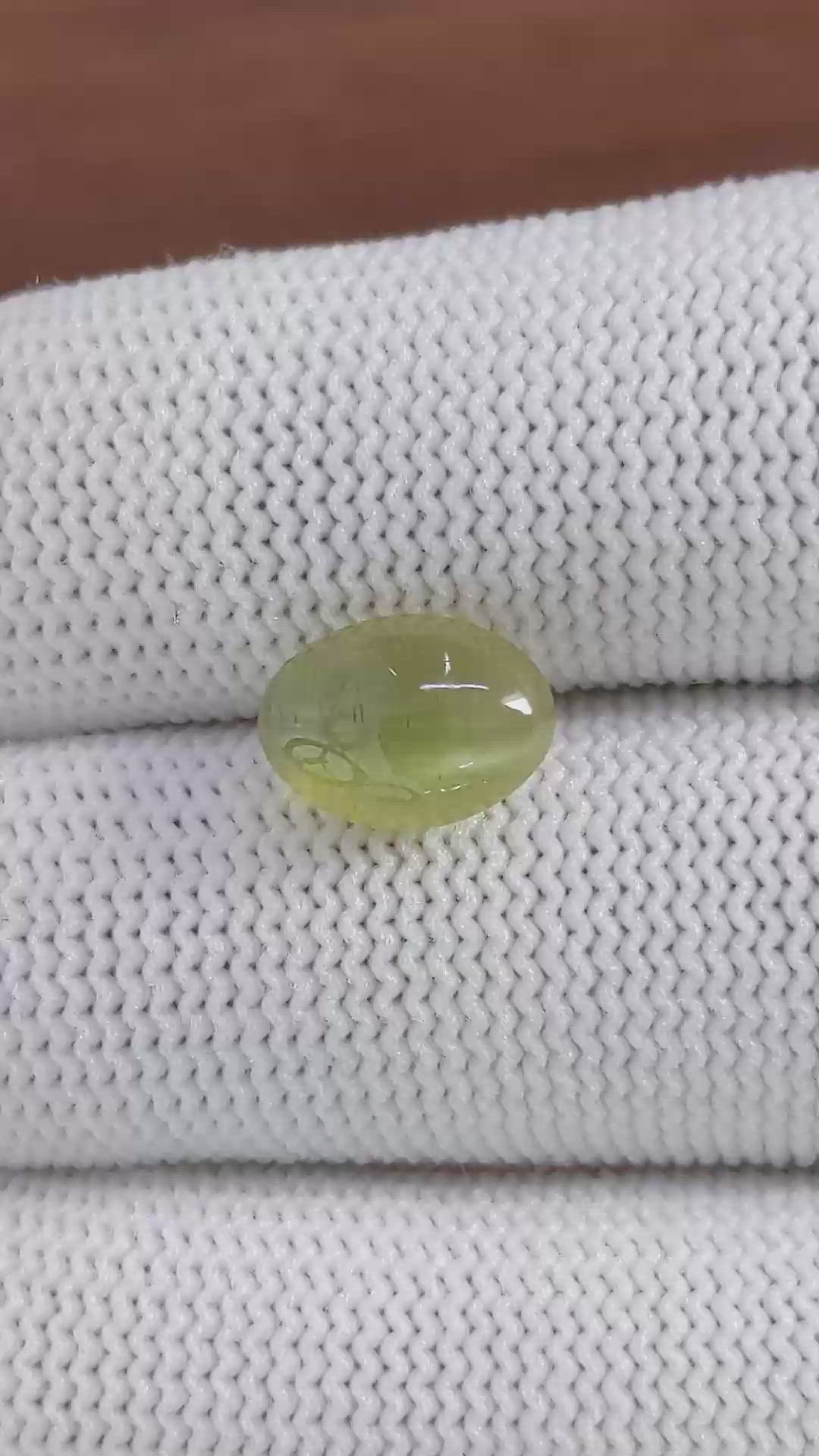 3.79 Ct. Green Cabochon Apatite from Ceylon (Sri Lanka) Size Video