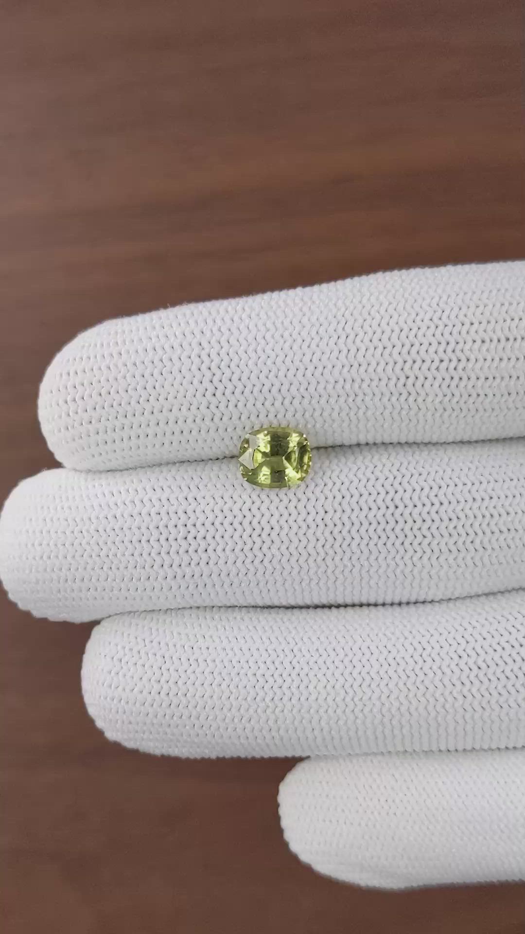 1.68 Ct. Yellowish Green Sinhalite from Ceylon (Sri Lanka) Size Video