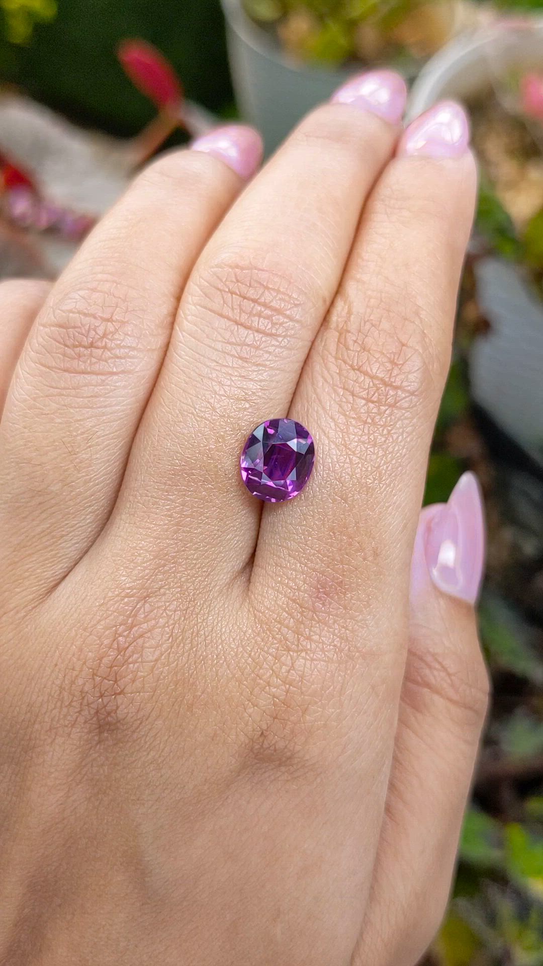 3.54 Ct. Pinkish Purple Garnet from Ceylon (Sri Lanka) Size Video