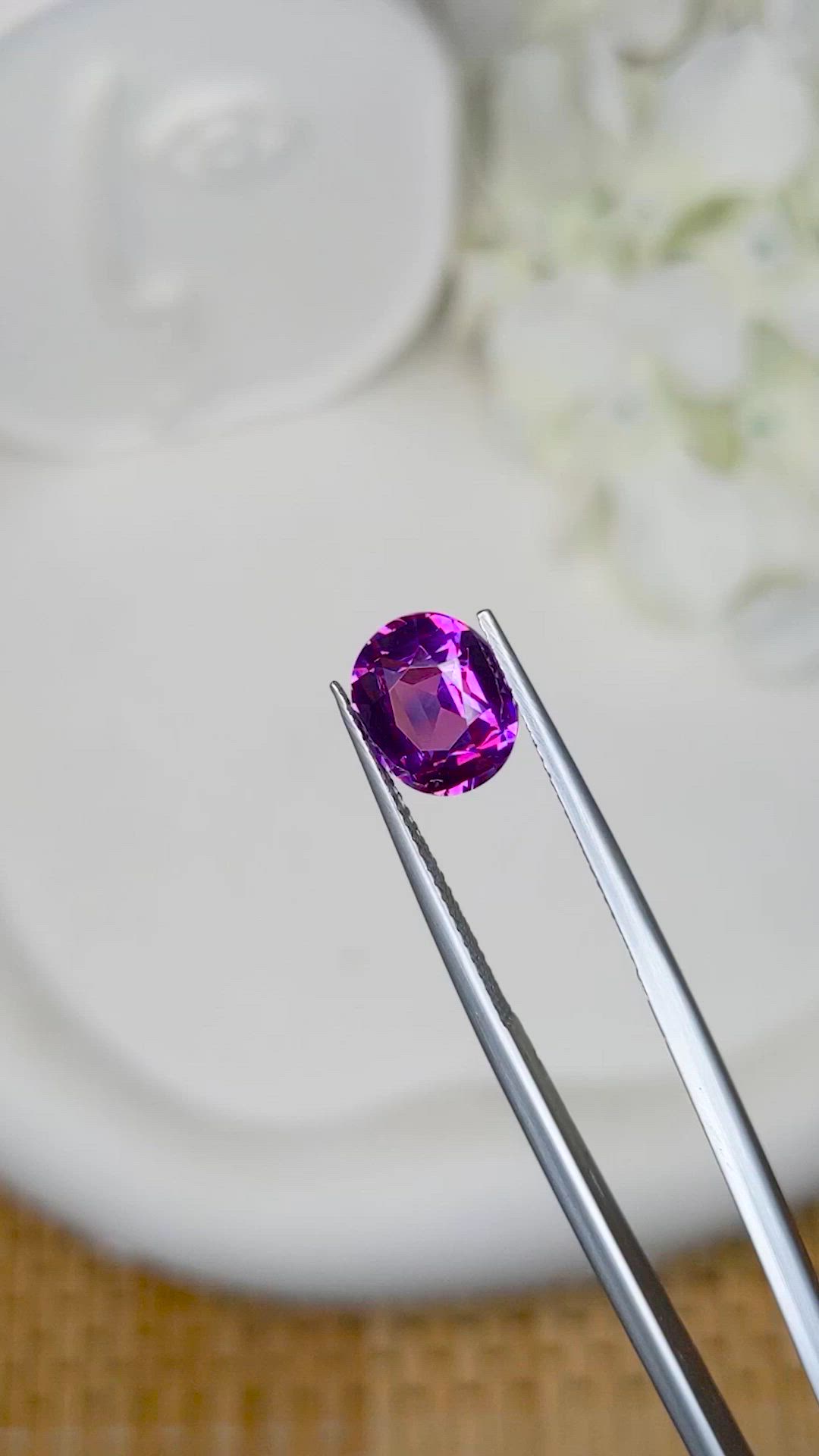 3.54 Ct. Pinkish Purple Garnet from Ceylon (Sri Lanka) Size Video