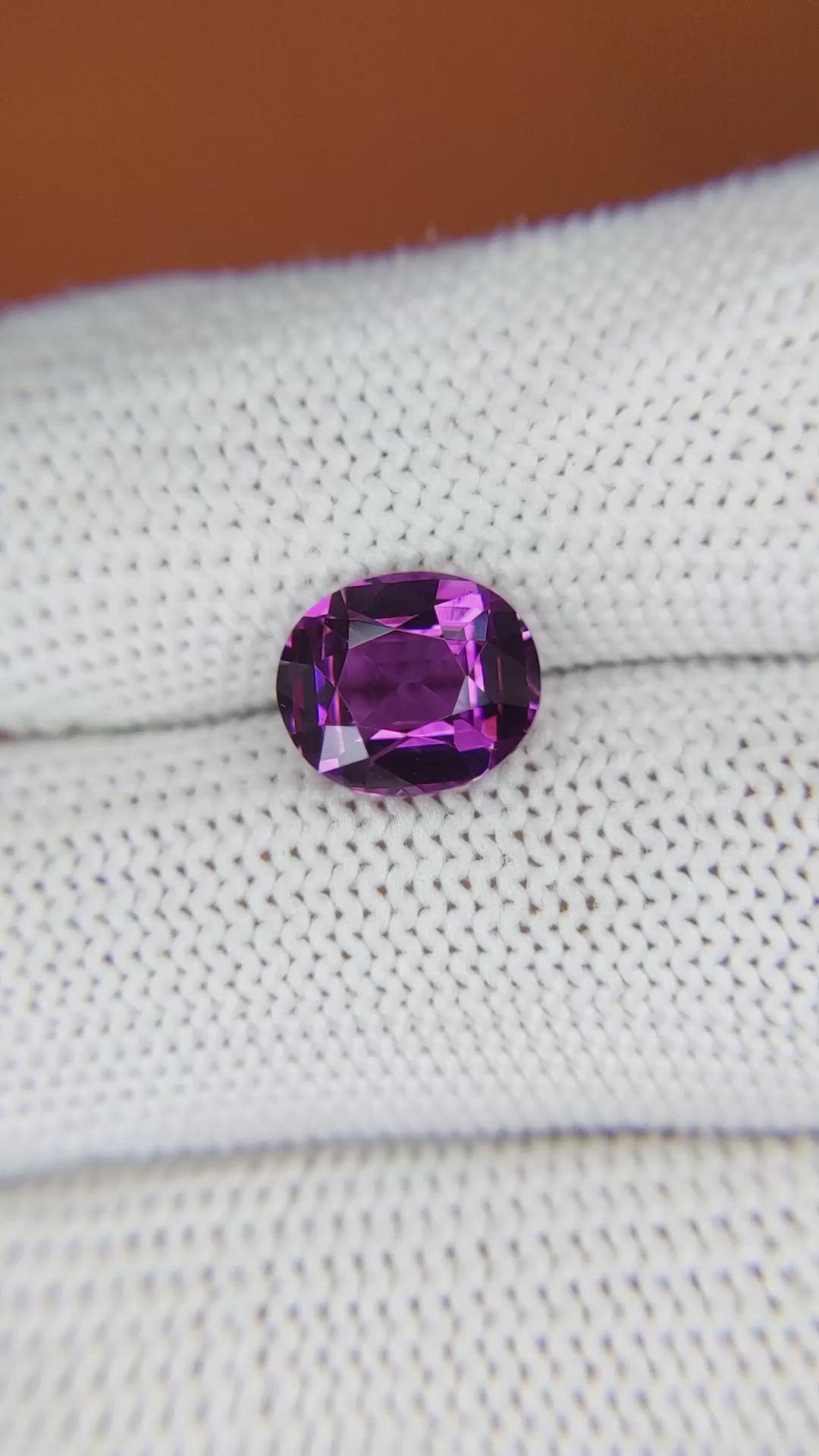 3.54 Ct. Pinkish Purple Garnet from Ceylon (Sri Lanka) Size Video