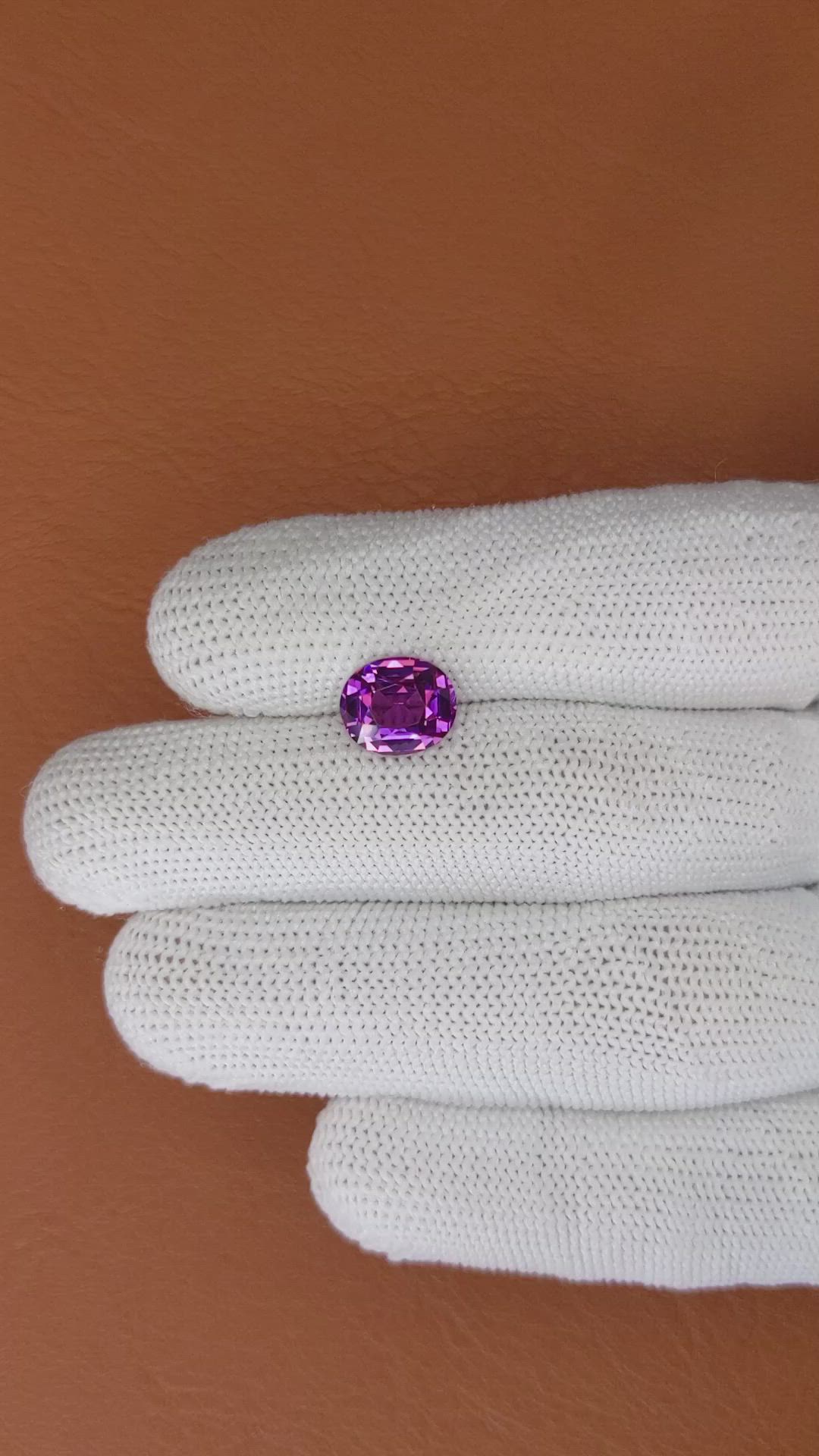 3.54 Ct. Pinkish Purple Garnet from Ceylon (Sri Lanka) Size Video