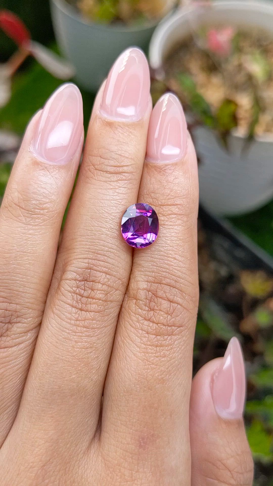 3.54 Ct. Pinkish Purple Garnet from Ceylon (Sri Lanka) Size Video