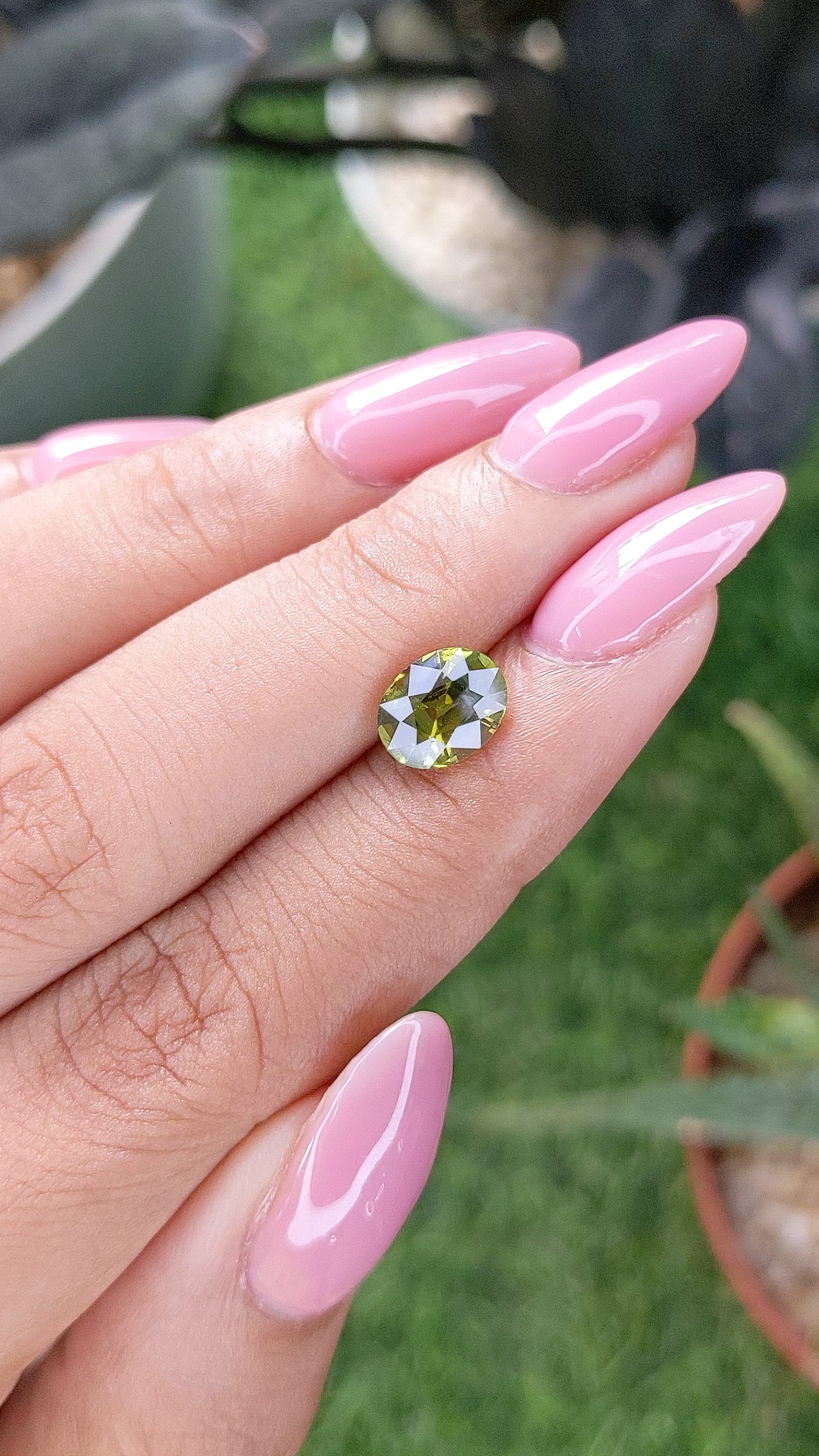 2.00 Ct. Yellowish Green Chrysoberyl from Ceylon (Sri Lanka) Size Video