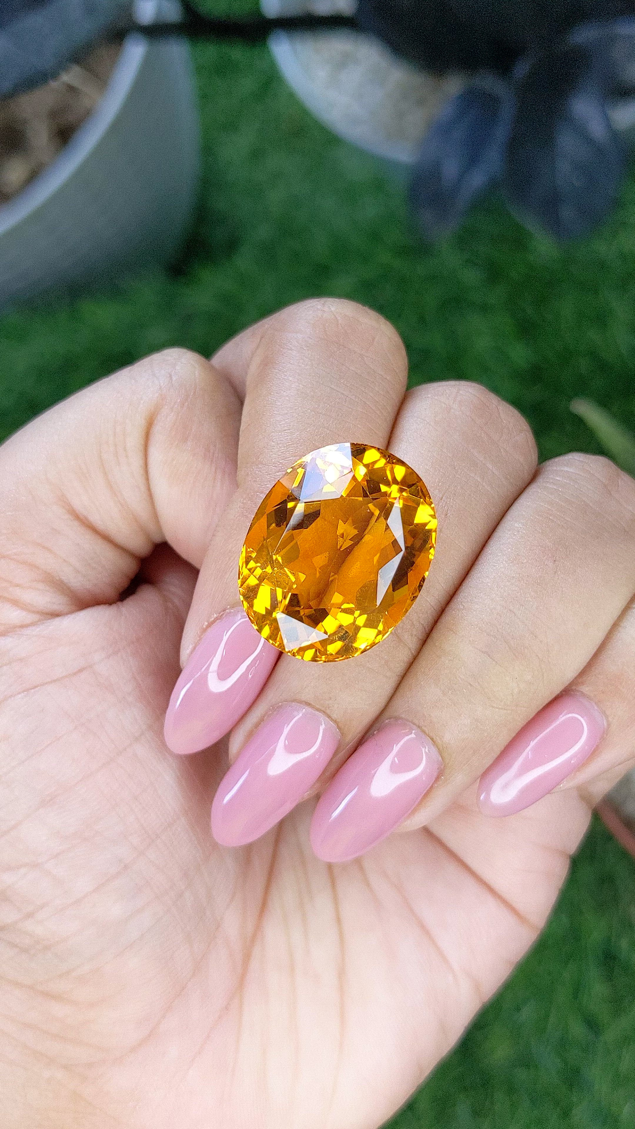 26.89 Ct. Orange Citrine from Brazil Size Video