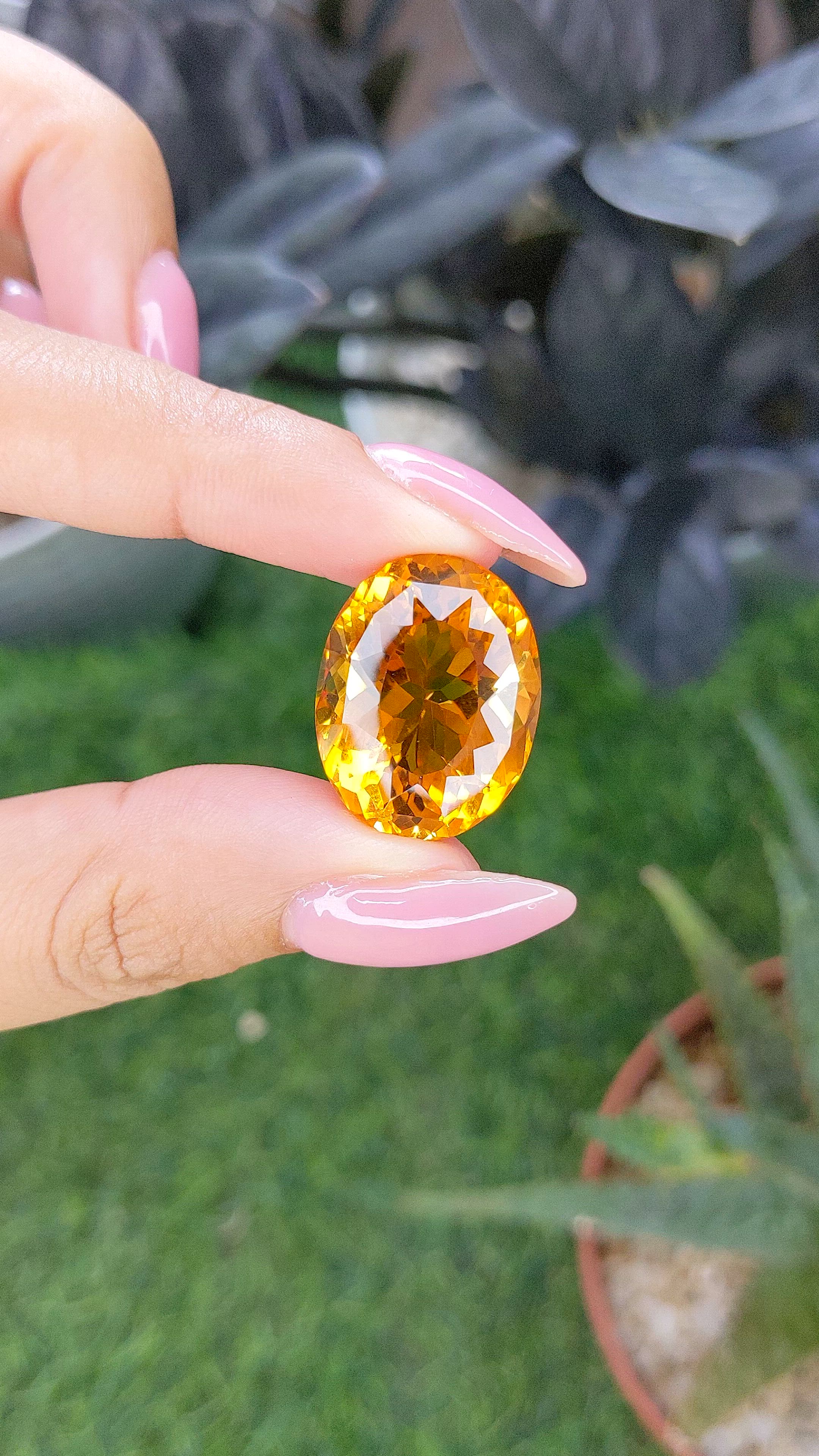 25.06 Ct. Orange Citrine from Brazil Size Video