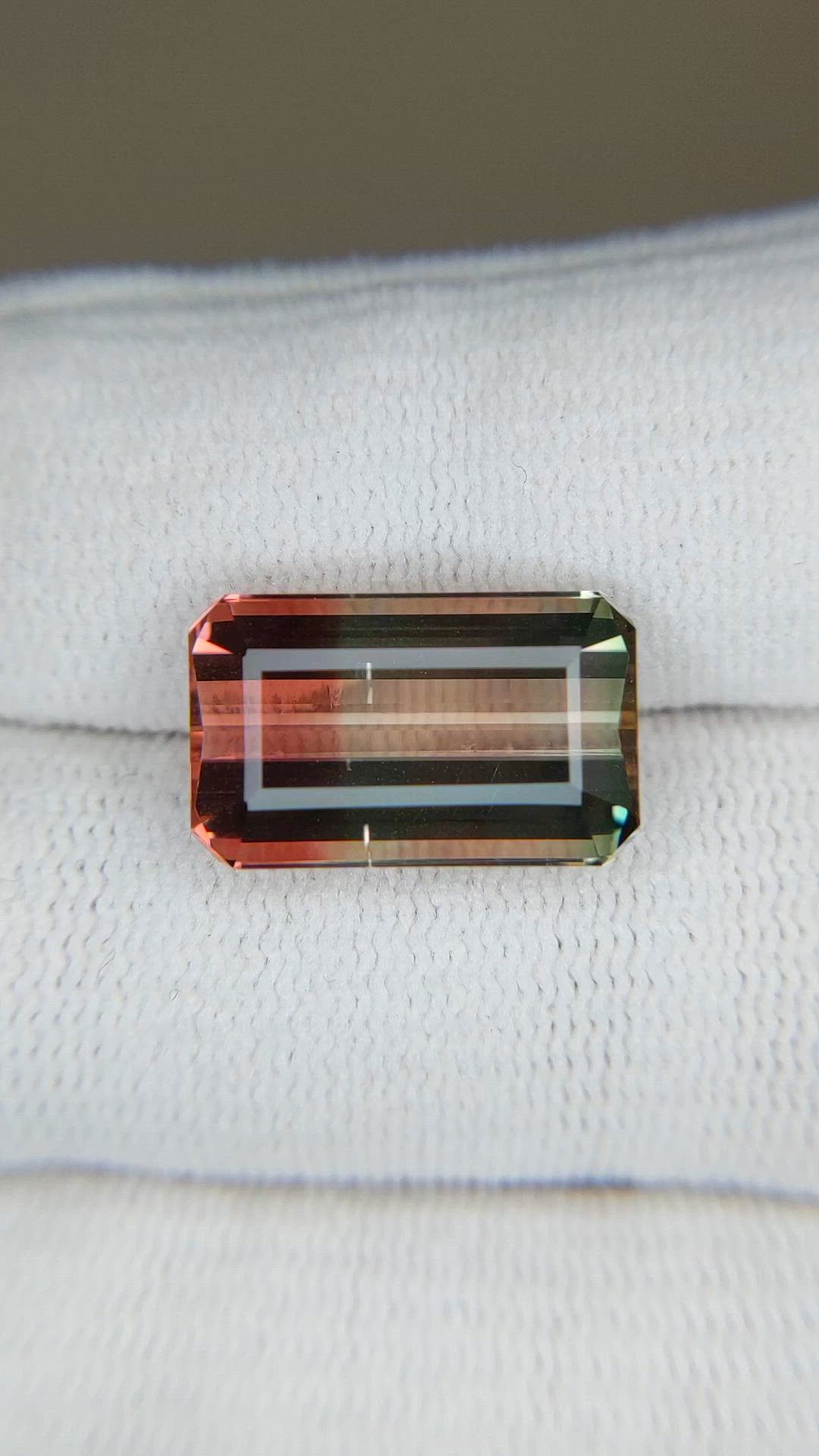 8.38 Ct. Bi Color Tourmaline from Mozambique Size Video