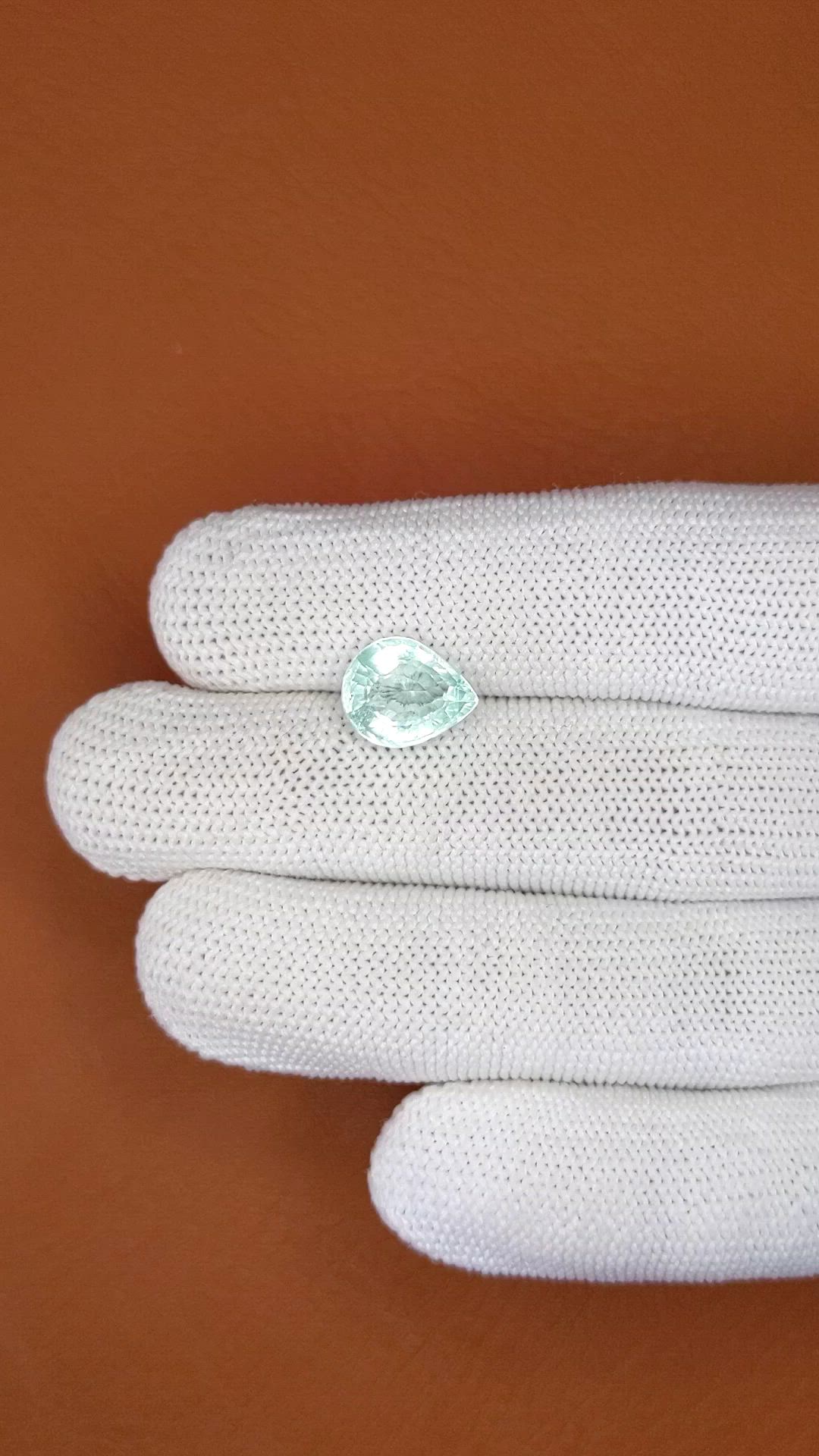 3.60 Ct. Greenish Blue Aquamarine from Ceylon (Sri Lanka) Size Video