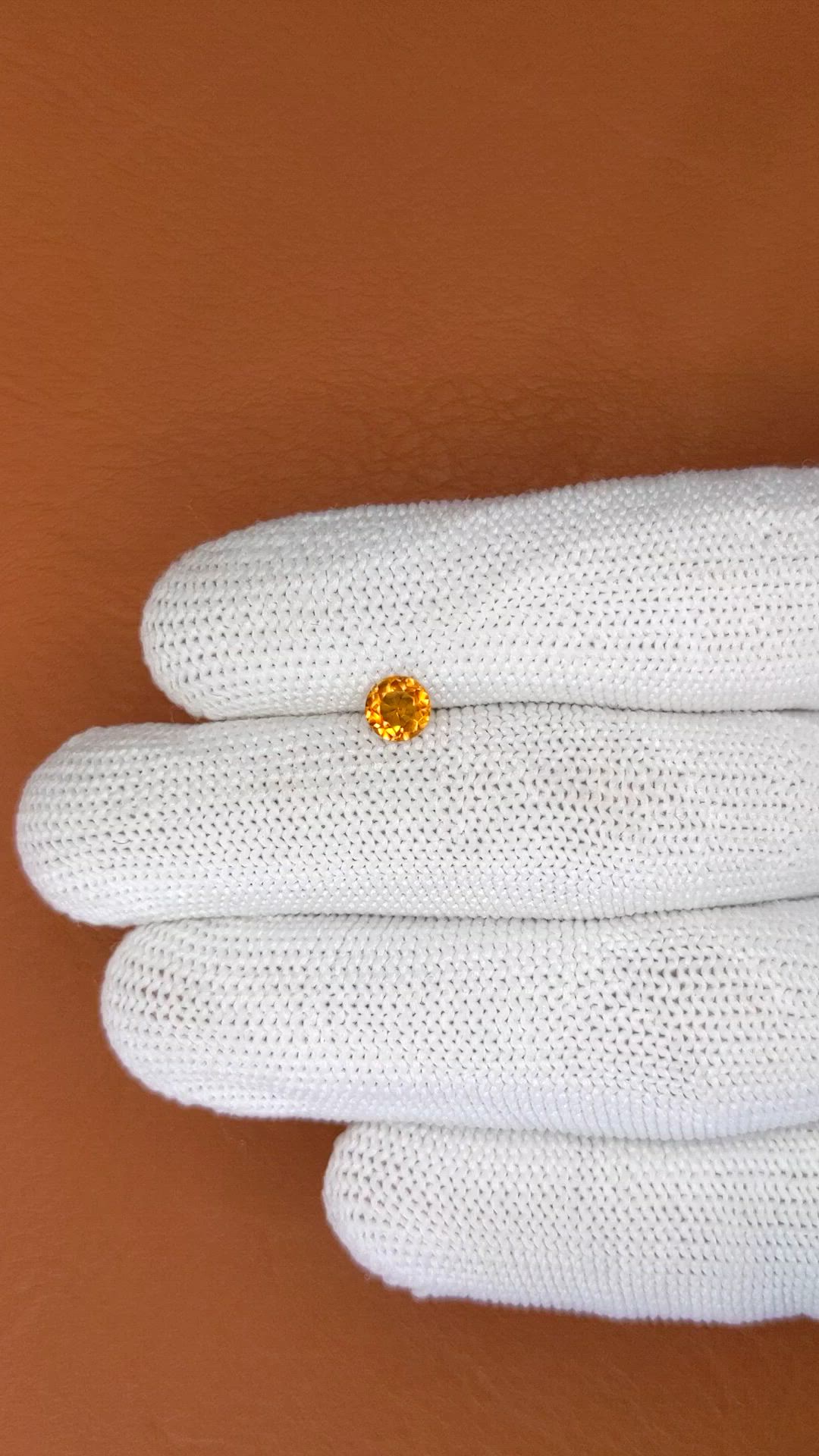 0.46 Ct. Yellowish Orange Citrine from Ceylon (Sri Lanka) Size Video