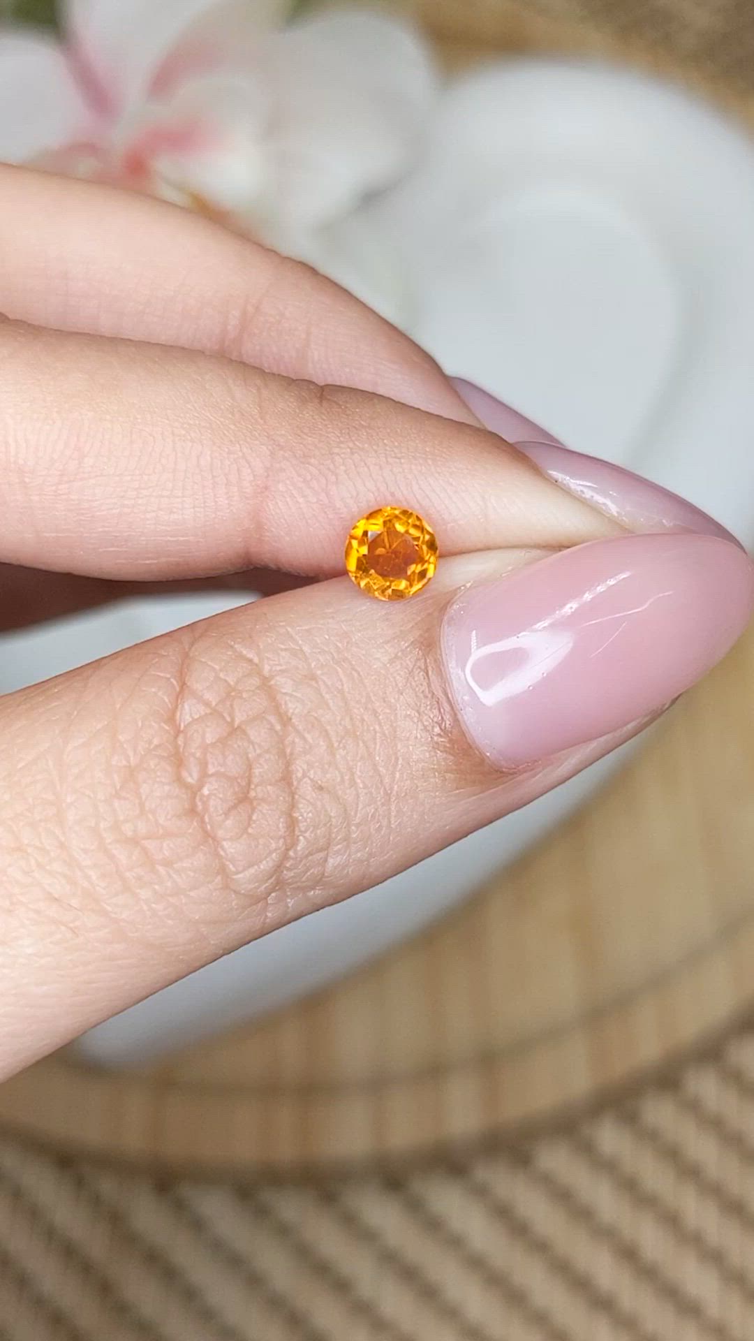 0.46 Ct. Yellowish Orange Citrine from Ceylon (Sri Lanka) Size Video