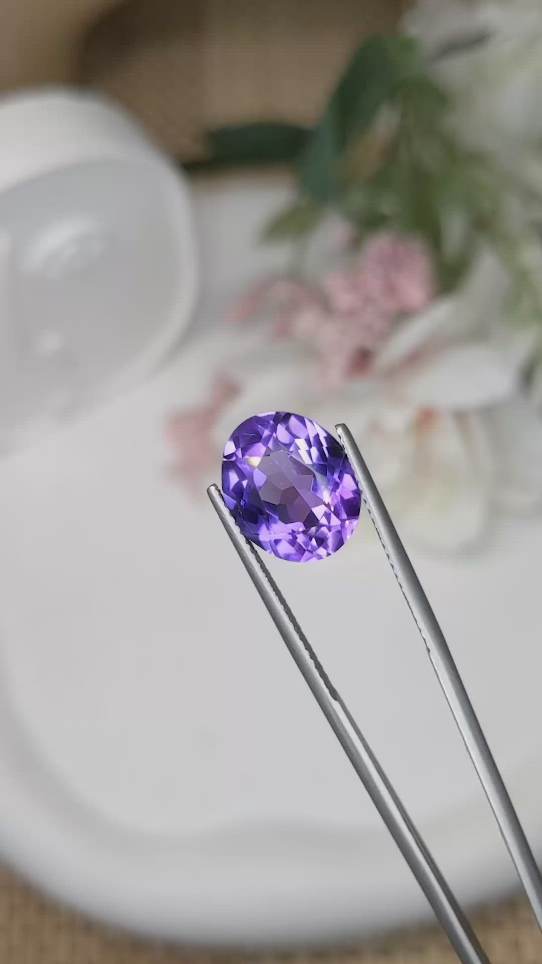 5.96 Ct. Purple Amethyst from Brazil Size Video