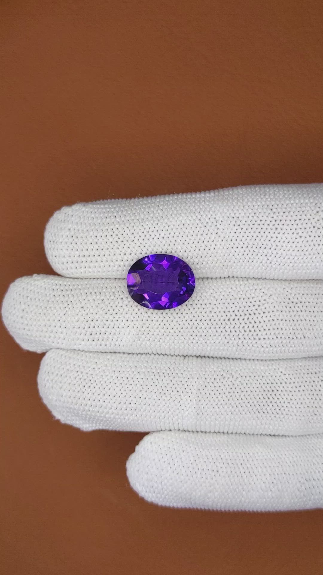 5.68 Ct. Purple Amethyst from Brazil Size Video