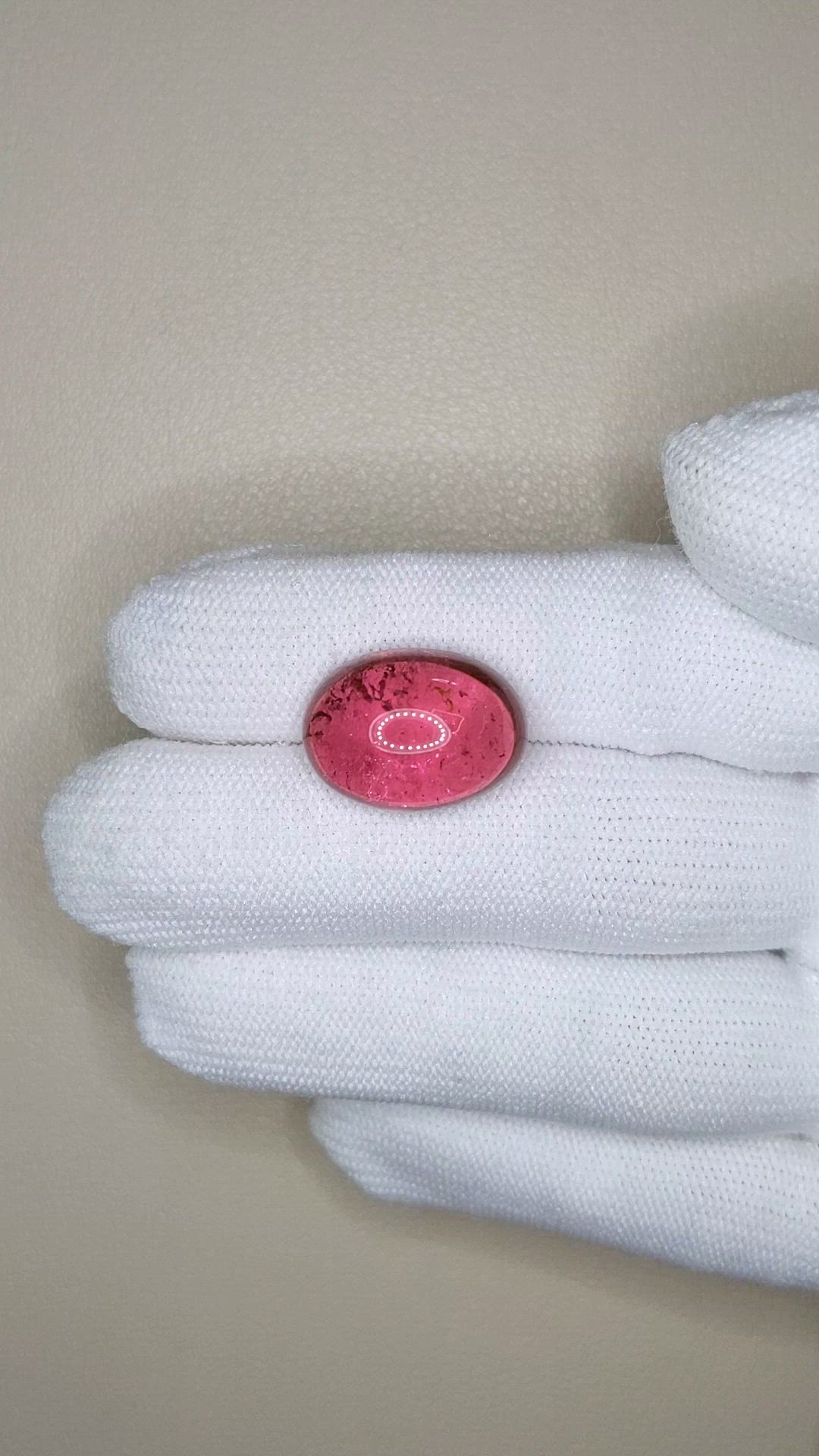 15.63 Ct. Reddish Pink Cabochon Rubellite Tourmaline from Nigeria Size Video