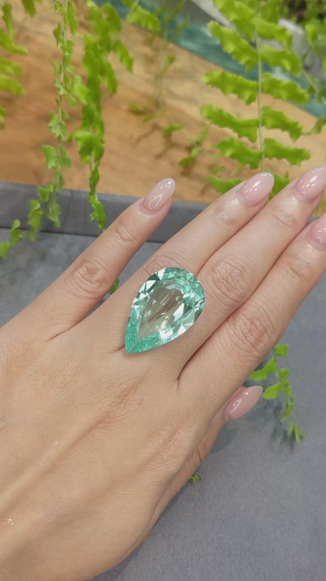 29.56 Ct. Bluish Green Apatite from South Africa Size Video
