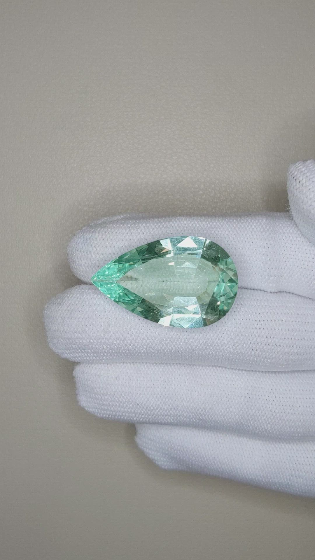 29.56 Ct. Bluish Green Apatite from South Africa Size Video