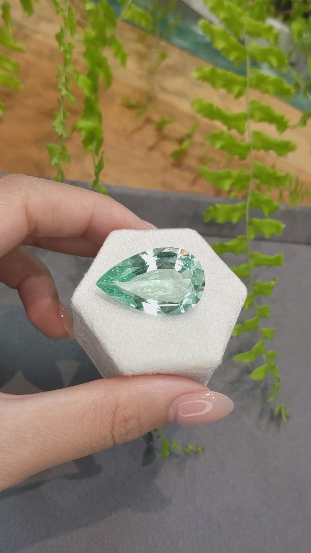 29.56 Ct. Bluish Green Apatite from South Africa Size Video