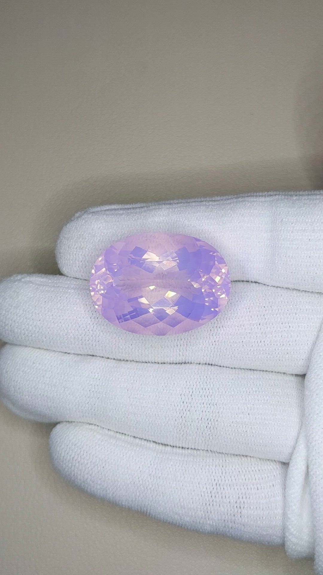 42.07 Ct. Pinkish Purple Rose Quartz from Brazil Size Video
