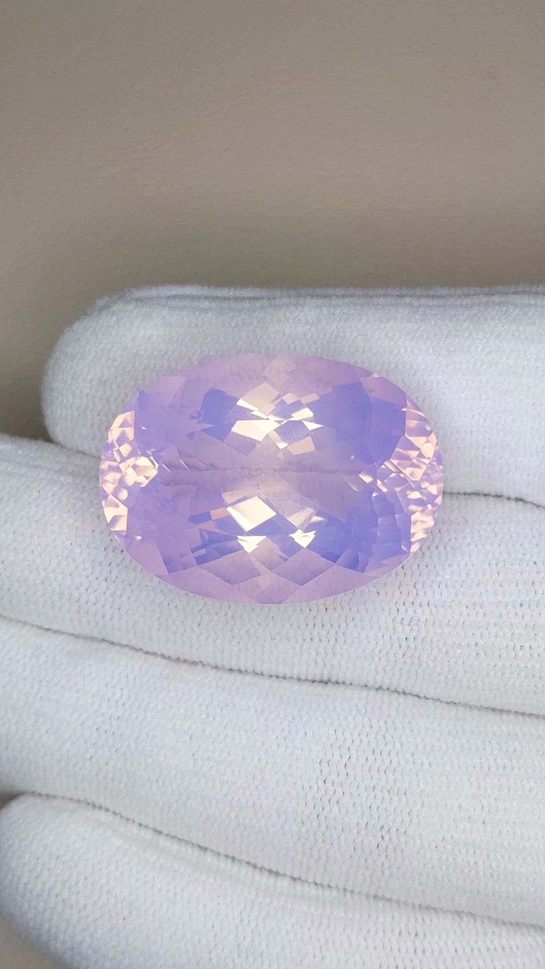 42.07 Ct. Pinkish Purple Rose Quartz from Brazil Size Video