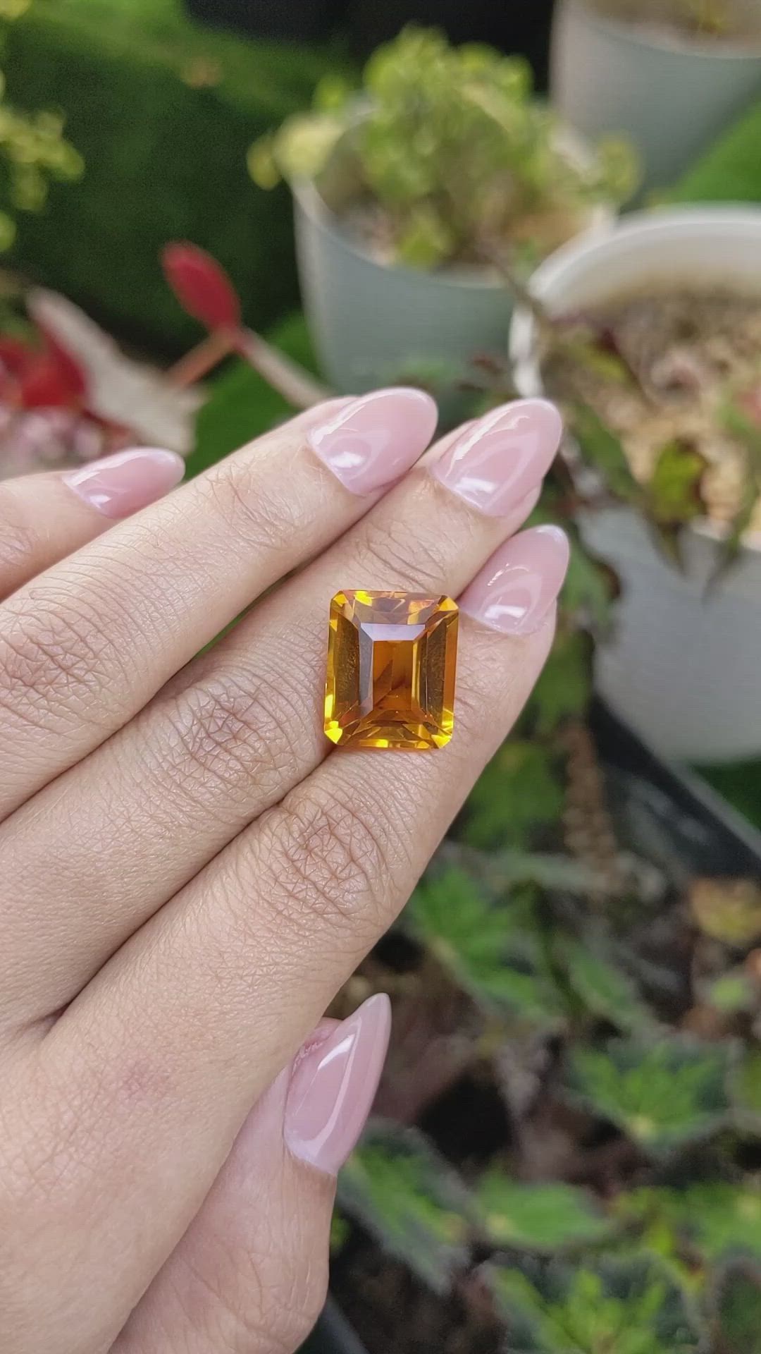 12.69 Ct. Yellowish Orange Citrine from Brazil Size Video