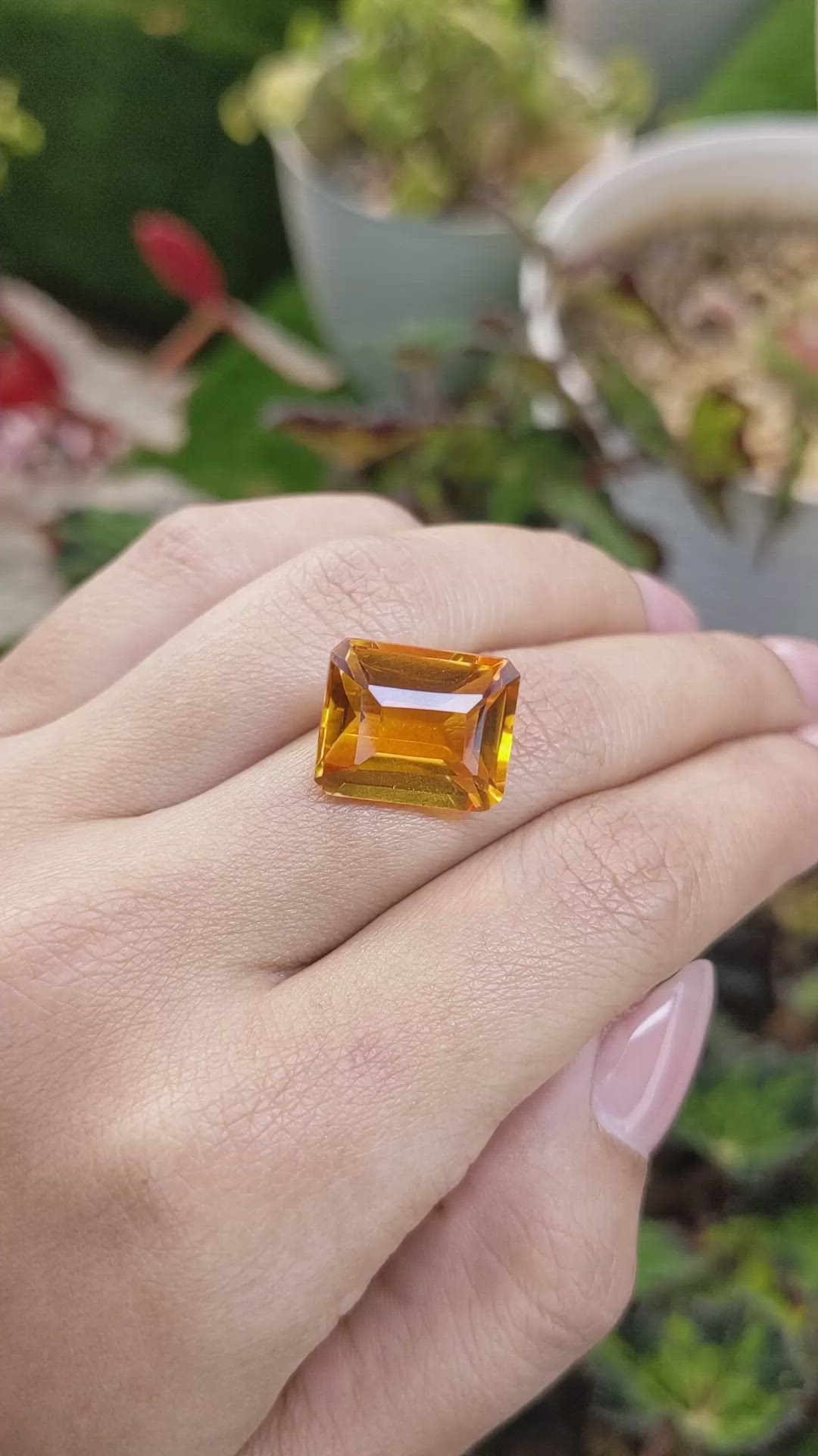 12.69 Ct. Yellowish Orange Citrine from Brazil Size Video