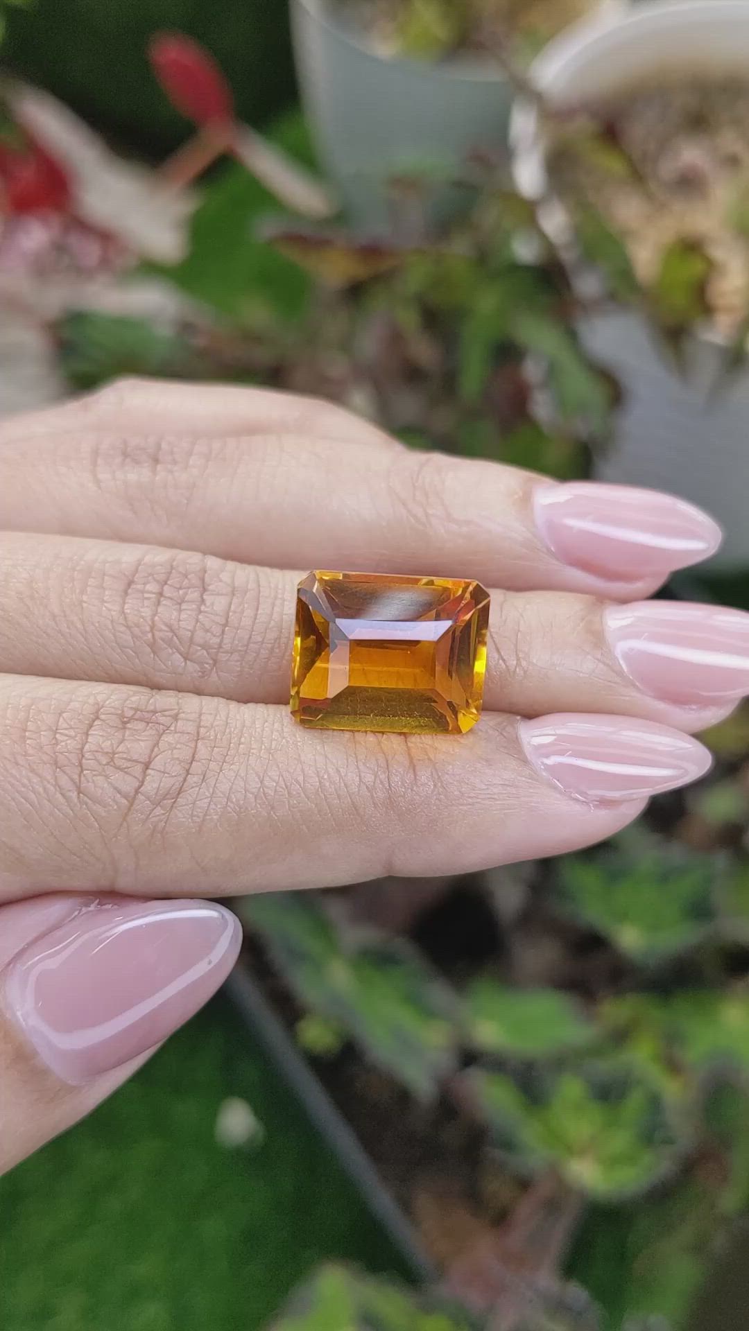 12.69 Ct. Yellowish Orange Citrine from Brazil Size Video
