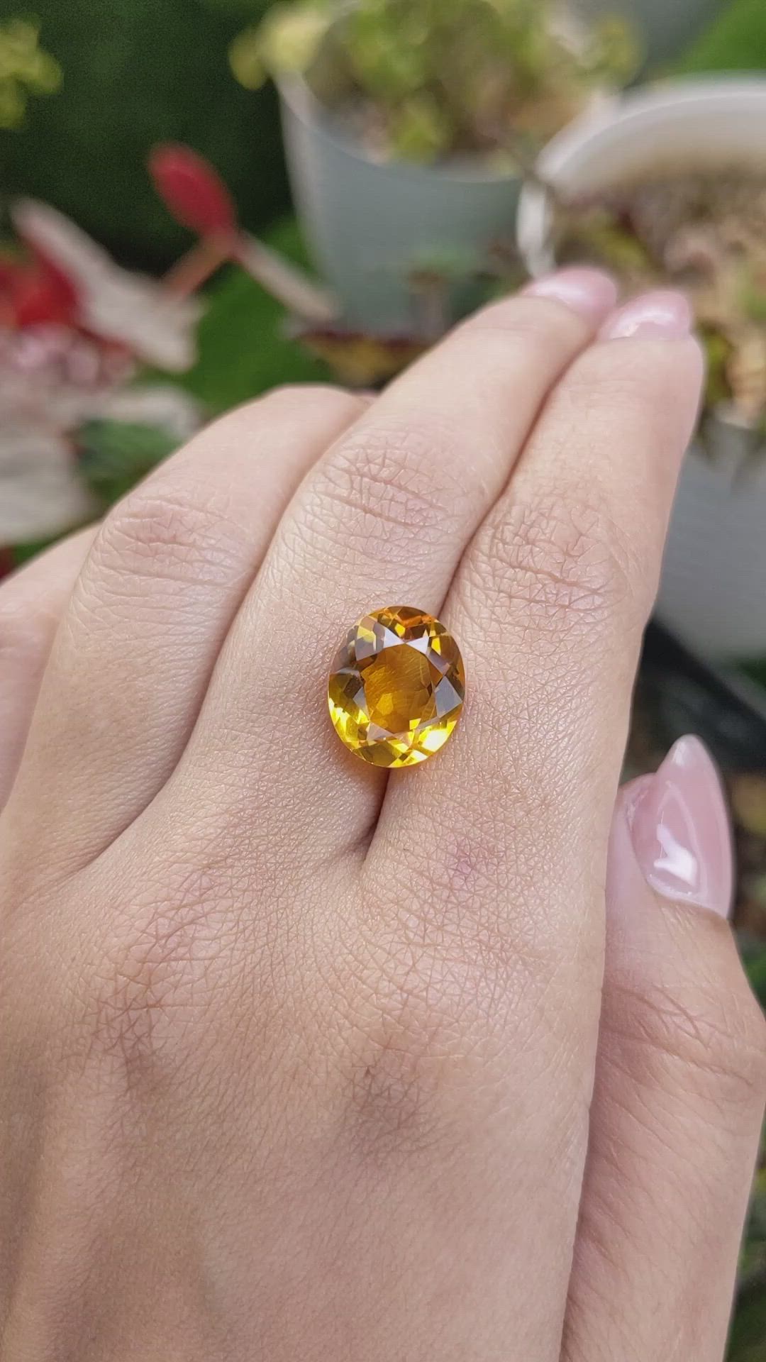 5.35 Ct. Orangish Yellow Citrine from Brazil Size Video