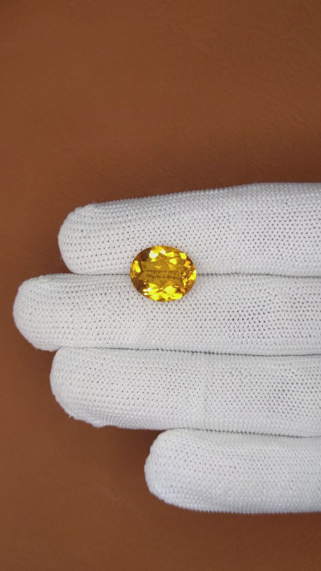 5.35 Ct. Orangish Yellow Citrine from Brazil Size Video