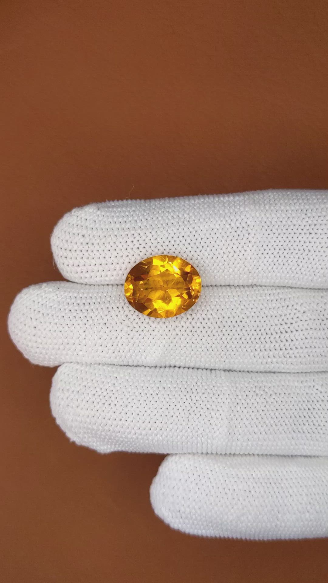 6.25 Ct. Yellowish Orange Citrine from Brazil Size Video