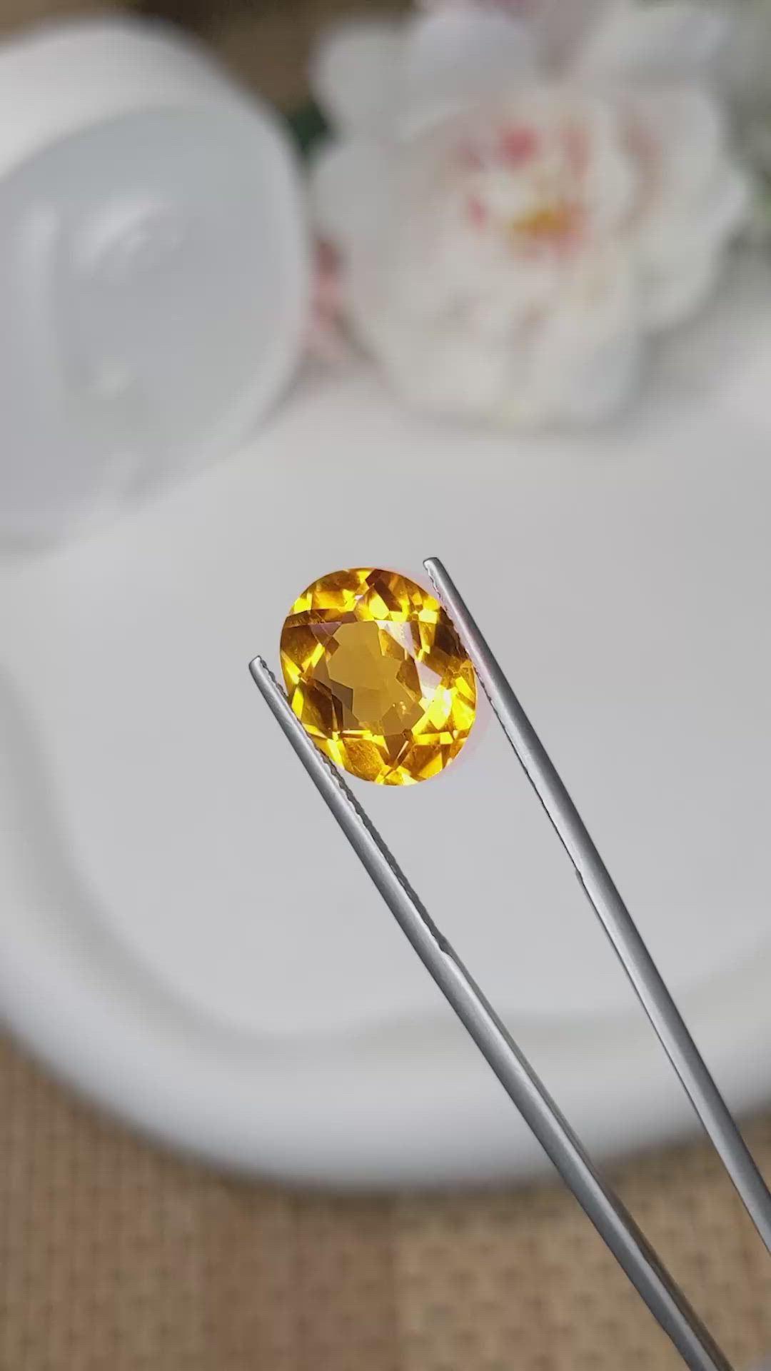 4.87 Ct. Orangish Yellow Citrine from Brazil Size Video