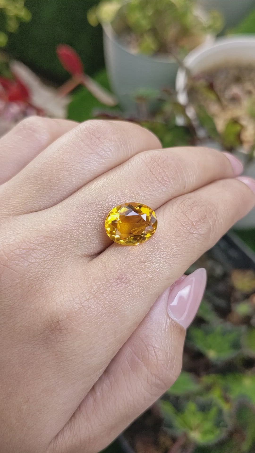 5.56 Ct. Orangish Yellow Citrine from Brazil Size Video