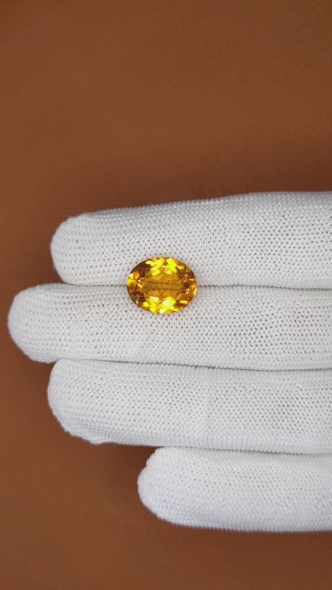 5.56 Ct. Orangish Yellow Citrine from Brazil Size Video