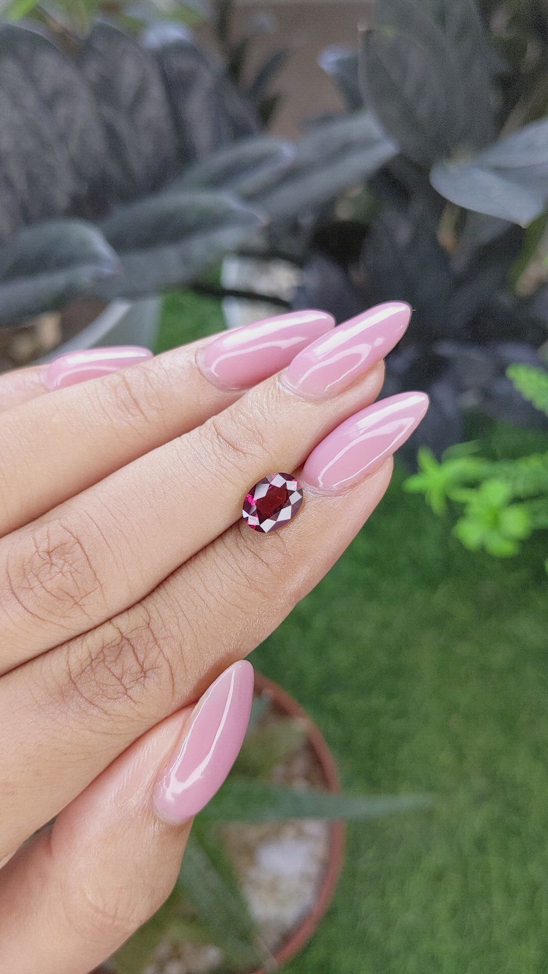 1.57 Ct. Purplish Pink Garnet from Tanzania Size Video