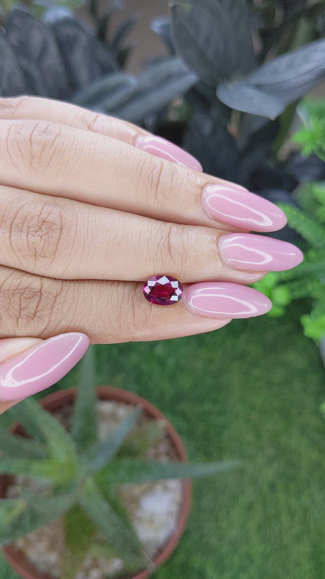 1.57 Ct. Purplish Pink Garnet from Tanzania Size Video