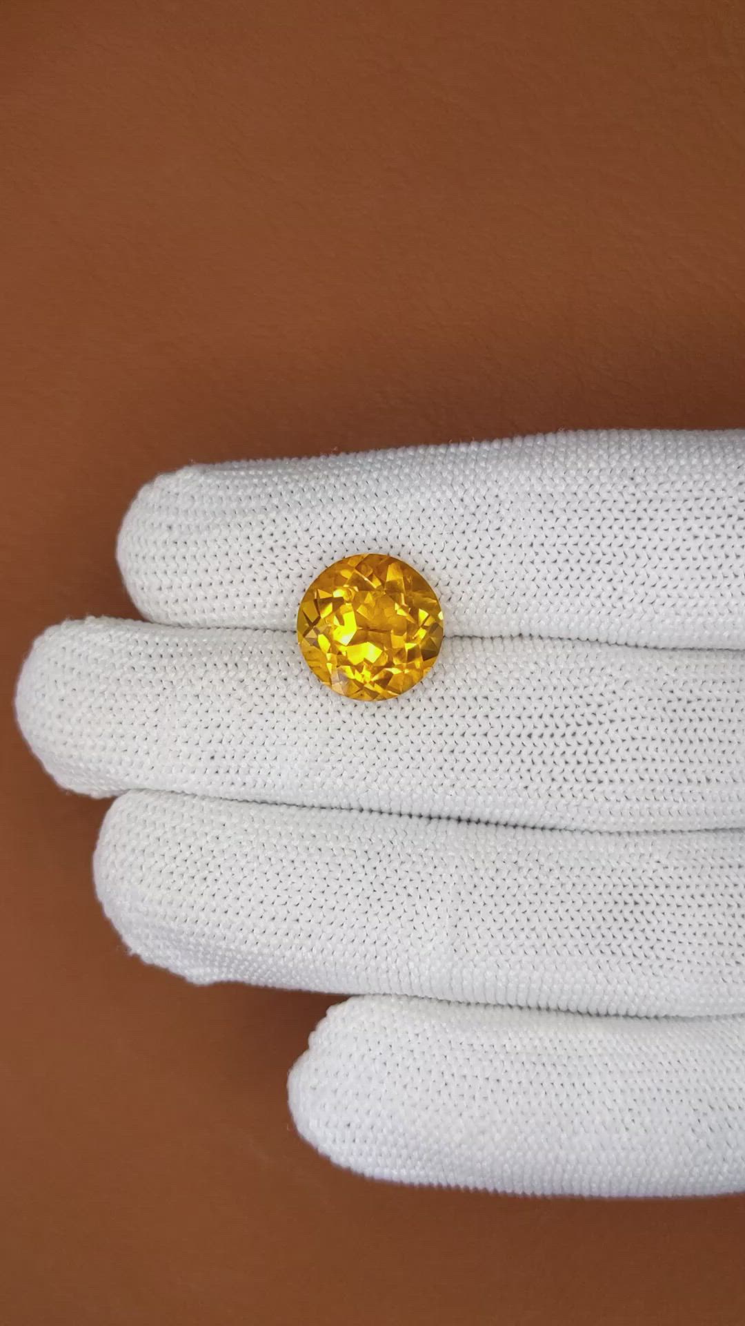 6.87 Ct. Yellowish Orange Citrine from Brazil Size Video